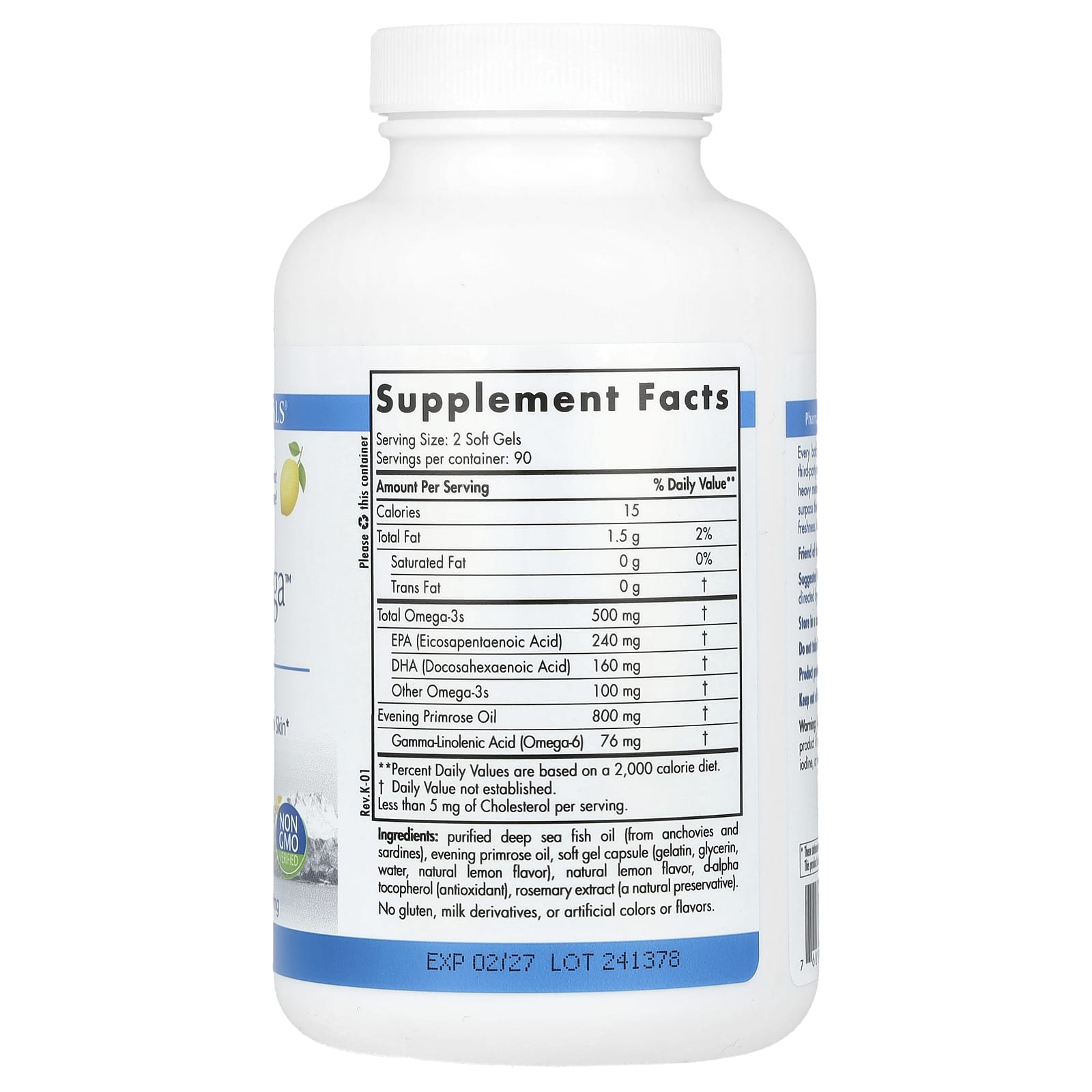 Nordic Naturals, Balanced Omega™, Lemon, 830 mg, 180 Softgels (415 mg per Softgel) - Image 2