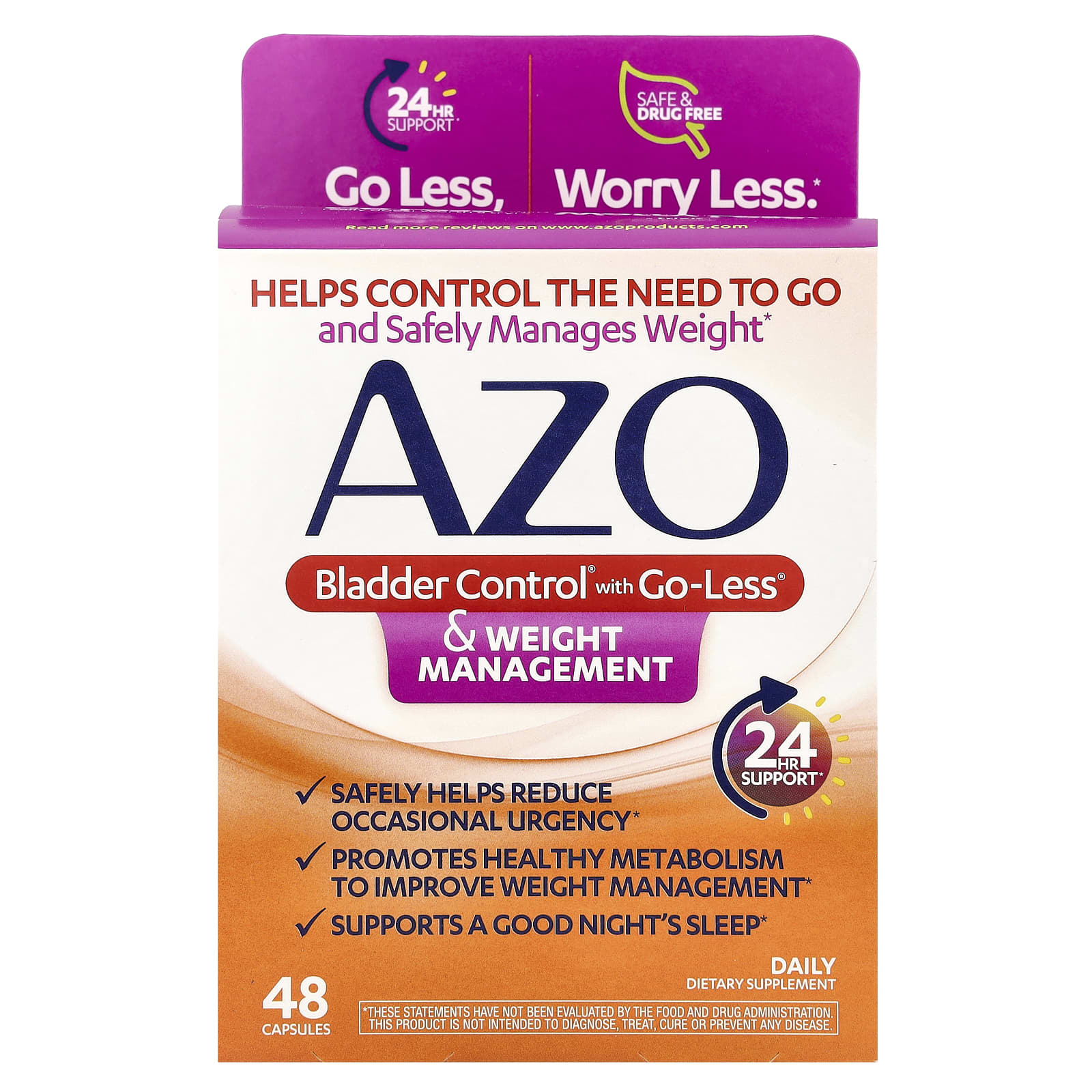 AZO Bladder Control & Weight Management, 48 Capsules - Safe & Effective - Image 1