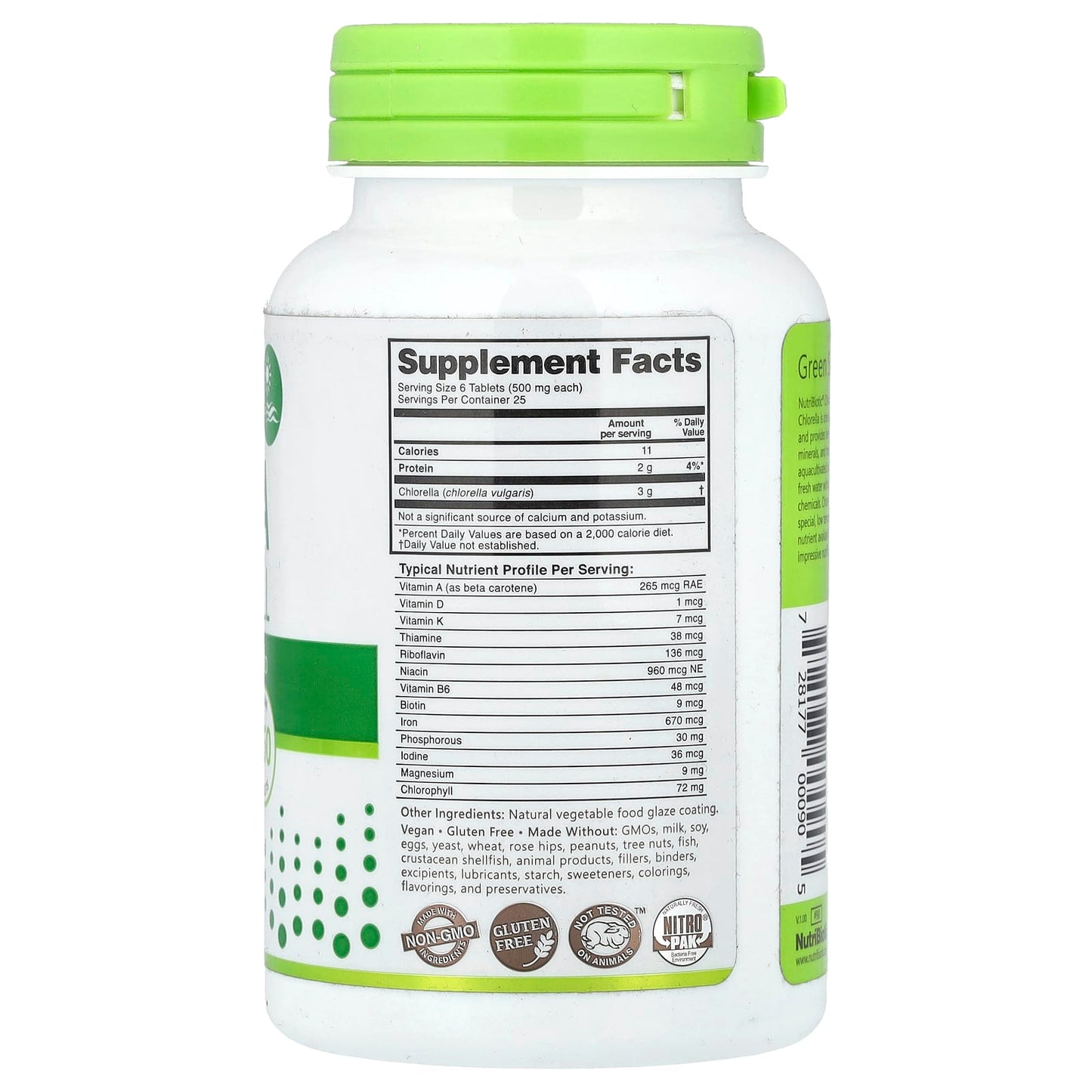 NutriBiotic, Super Greens, Chlorella, 150 Vegan Tablets (500 mg per Tablet) - Image 2