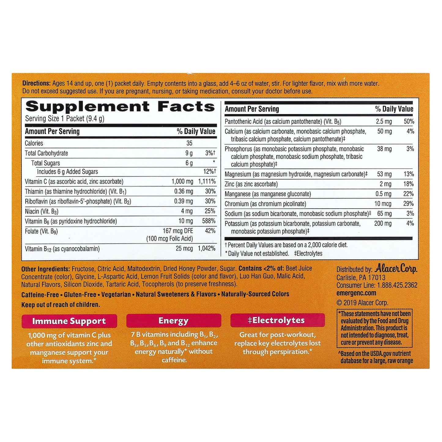 Boost Immunity with Emergen-C Vitamin C Supplement, 1,000mg, 30 Packets - Image 2