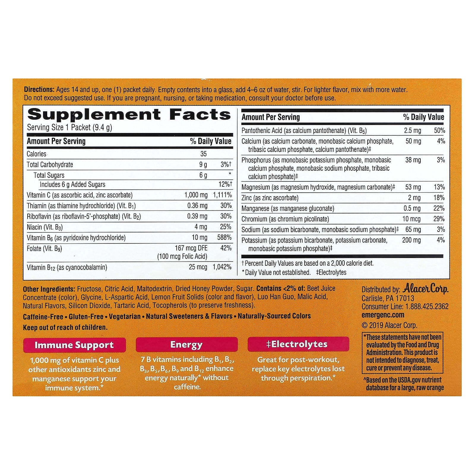 Boost Immunity with Emergen-C Vitamin C Supplement, 1,000mg, 30 Packets - Image 2