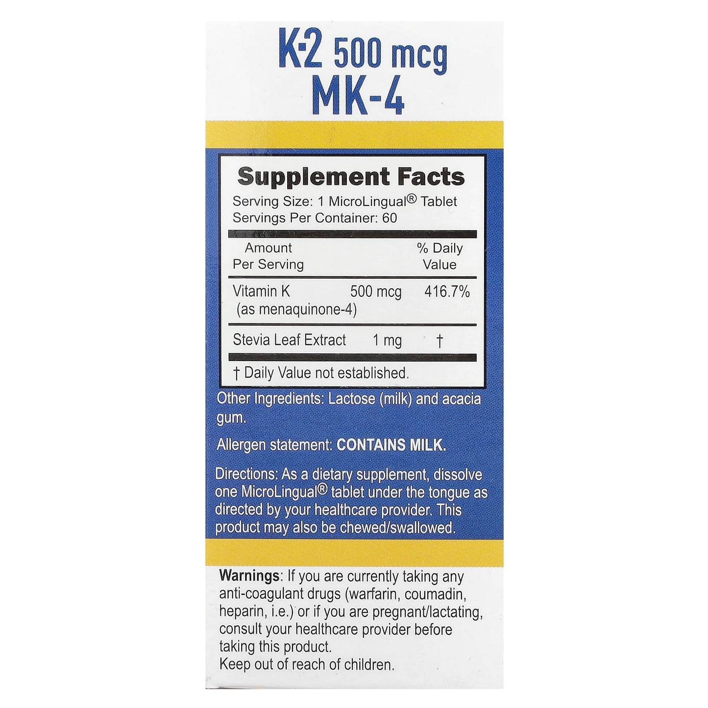 Superior Source, Vitamin K-2, 500 mcg, 60 MicroLingual Instant Dissolve Tablets - Image 2