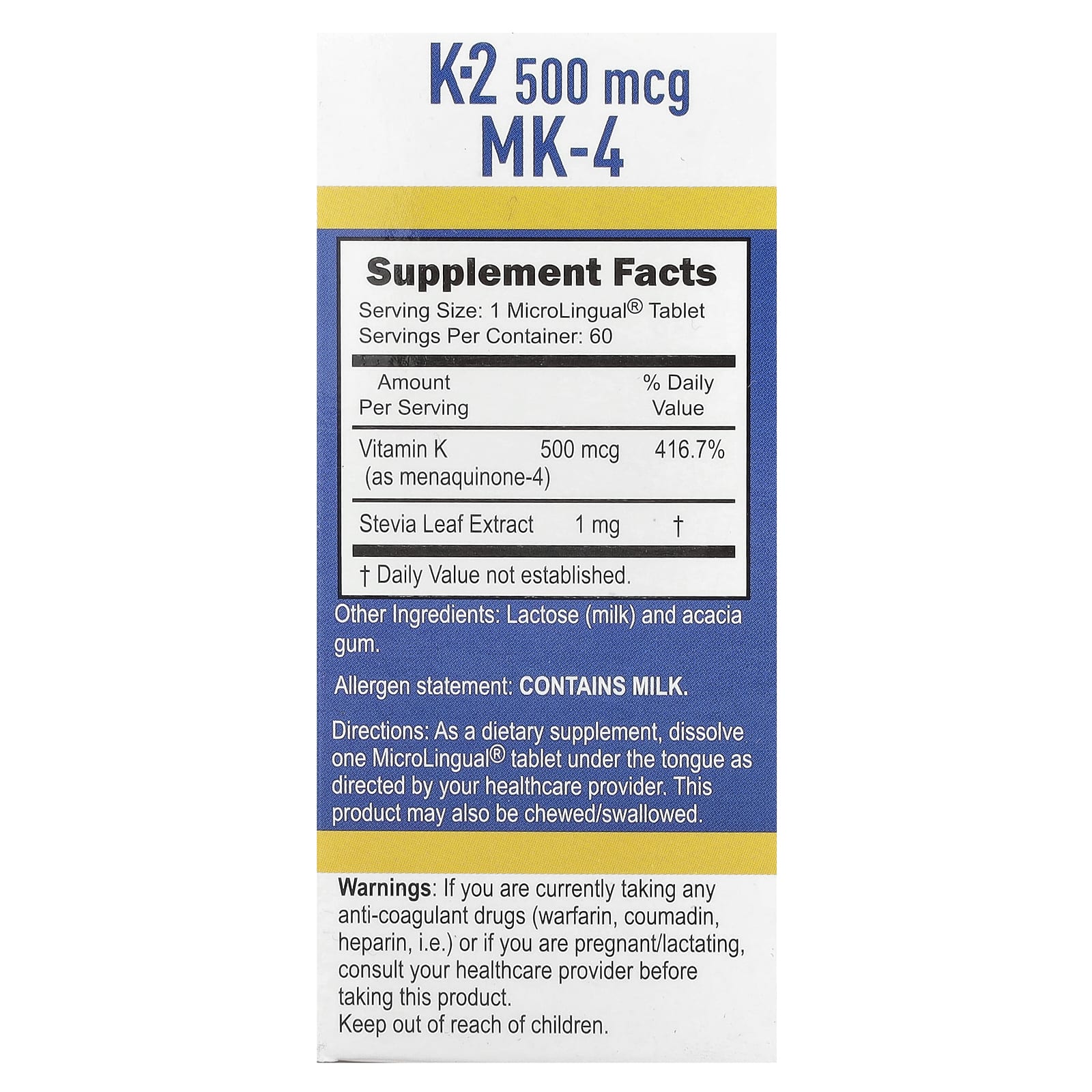 Superior Source, Vitamin K-2, 500 mcg, 60 MicroLingual Instant Dissolve Tablets - Image 2