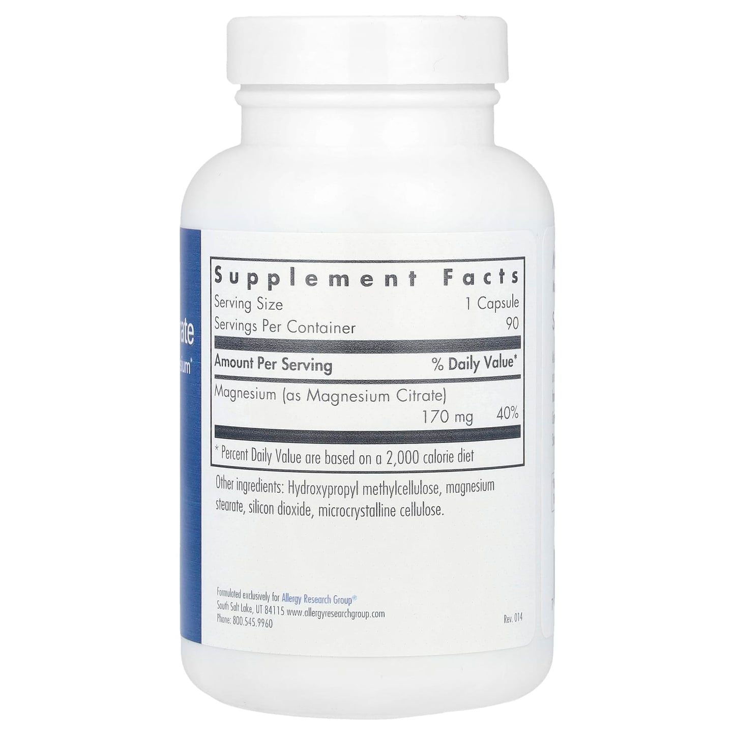 Magnesium Citrate Supplement by Allergy Research Group, 170mg per Capsule - Image 2