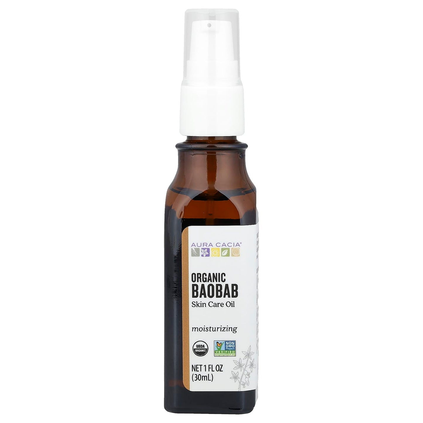 Organic Baobab Skin Care Oil by Aura Cacia, 1oz (30ml) - Image 1
