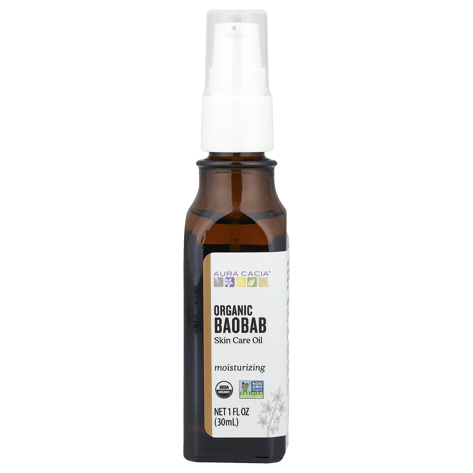 Organic Baobab Skin Care Oil by Aura Cacia, 1oz (30ml) - Image 1