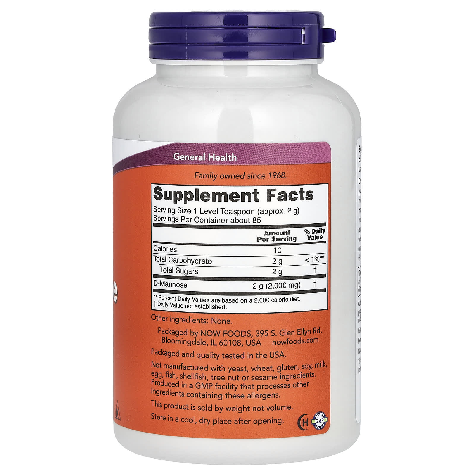 NOW Foods, D-Mannose Pure Powder, 6 oz (170 g) - Image 2