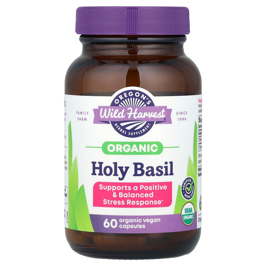 Oregon's Wild Harvest, Organic Holy Basil, 60 Vegan Capsules (400 mg per Capsule) - Image 1