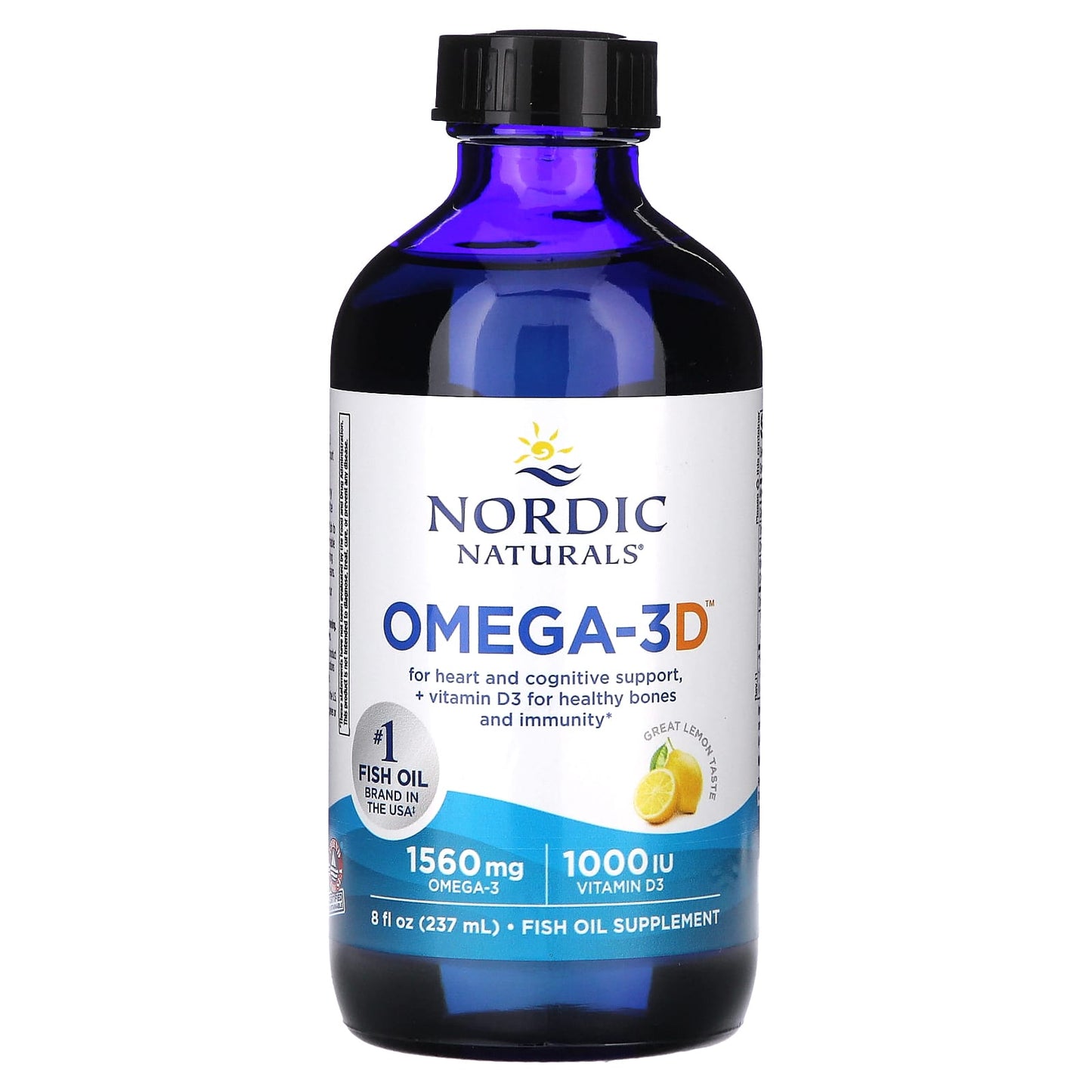Nordic Naturals, Omega-3D, Lemon, 8 fl oz (237 ml) - Image 1