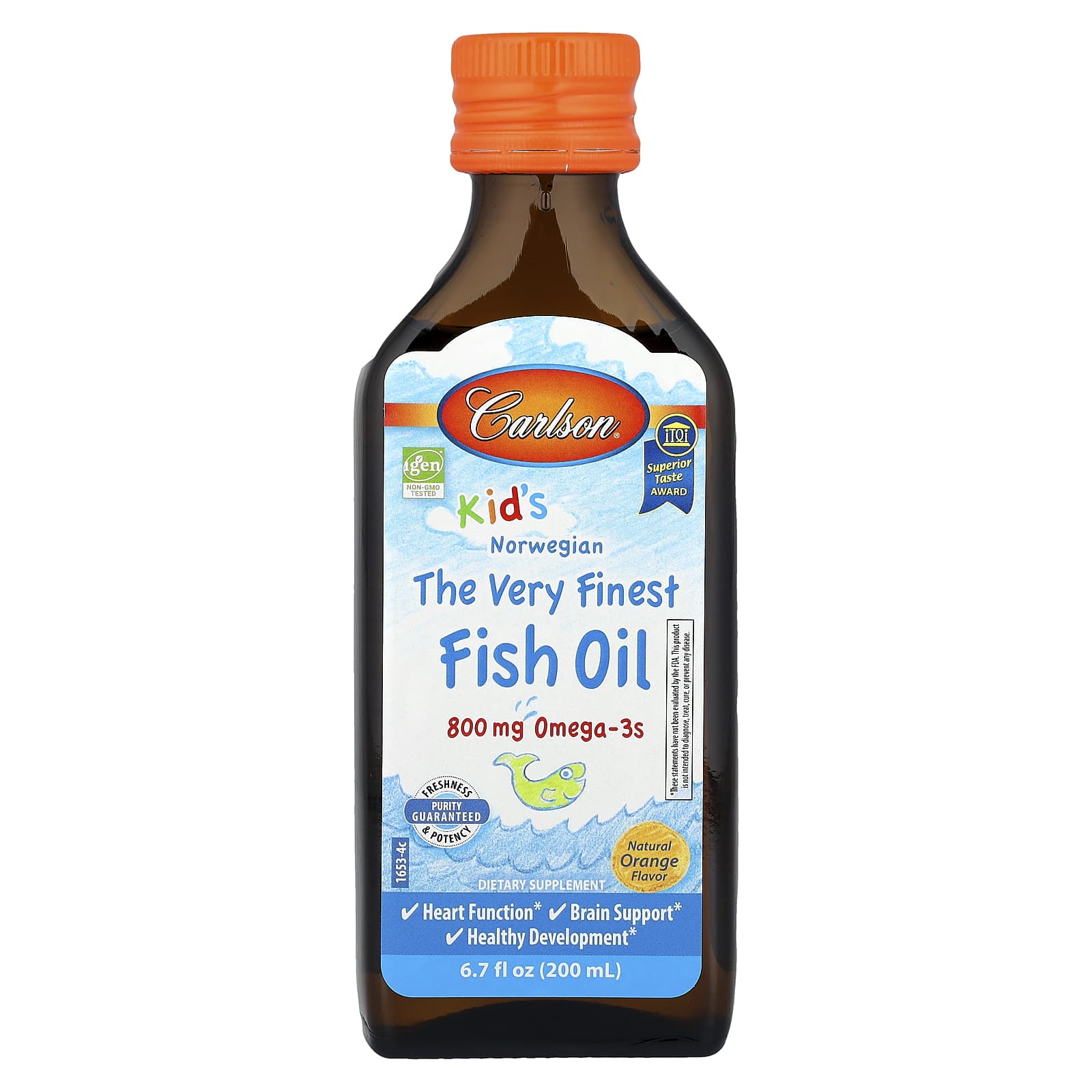 Norwegian Omega-3 Fish Oil for Kids, Natural Orange Flavor, 6.7 fl oz (200 ml) - Image 1