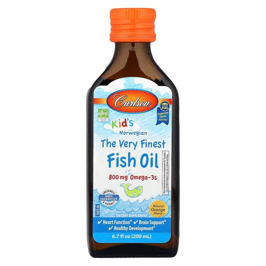 Norwegian Omega-3 Fish Oil for Kids, Natural Orange Flavor, 6.7 fl oz (200 ml) - Image 1