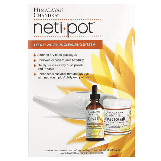 Himalayan Chandra Porcelain Neti Pot Sinus Cleansing System Kit - Image 1