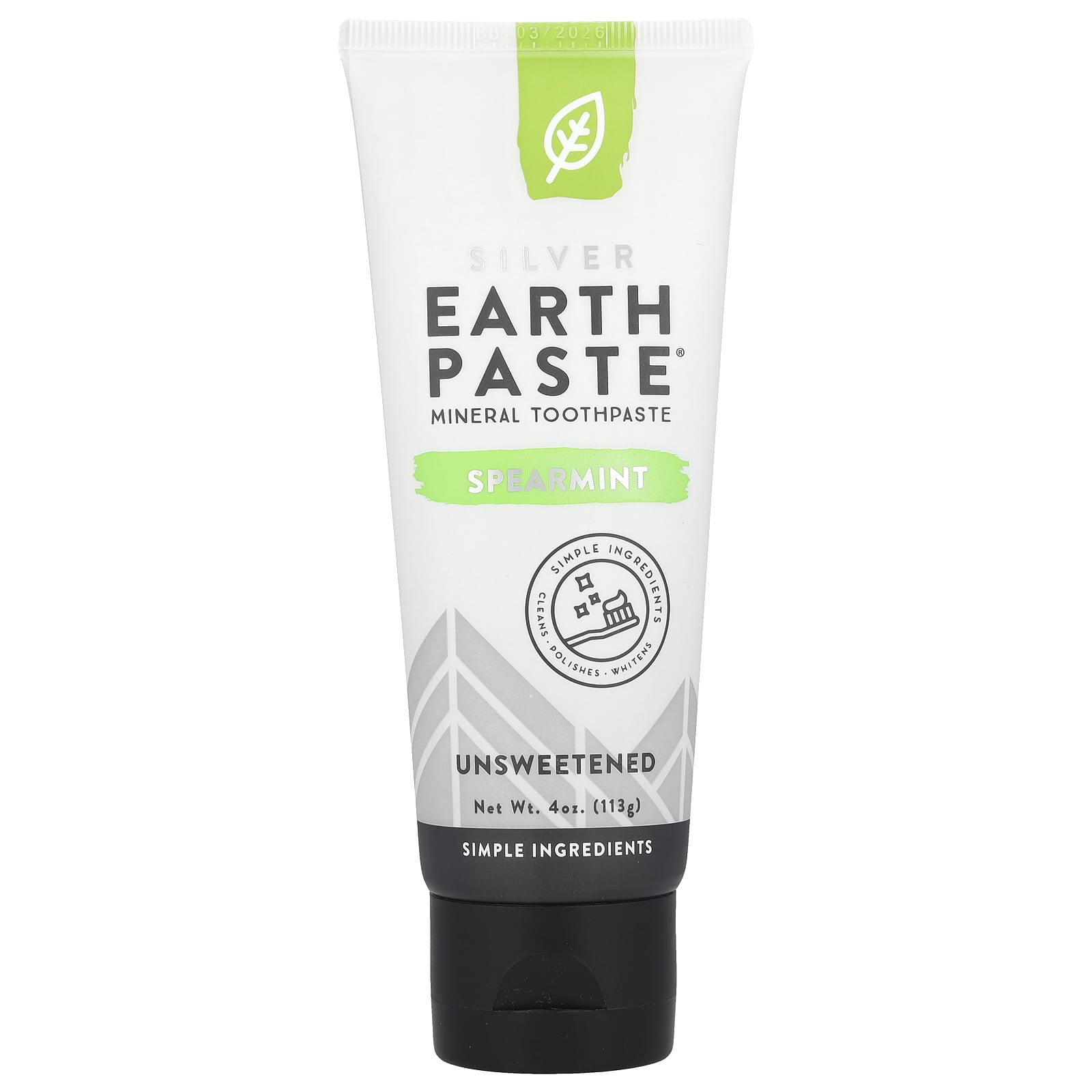 Redmond Trading Company, Silver EarthPaste®, Mineral Toothpaste, Unsweetened, Spearmint, 4 oz (113 g) - Image 1