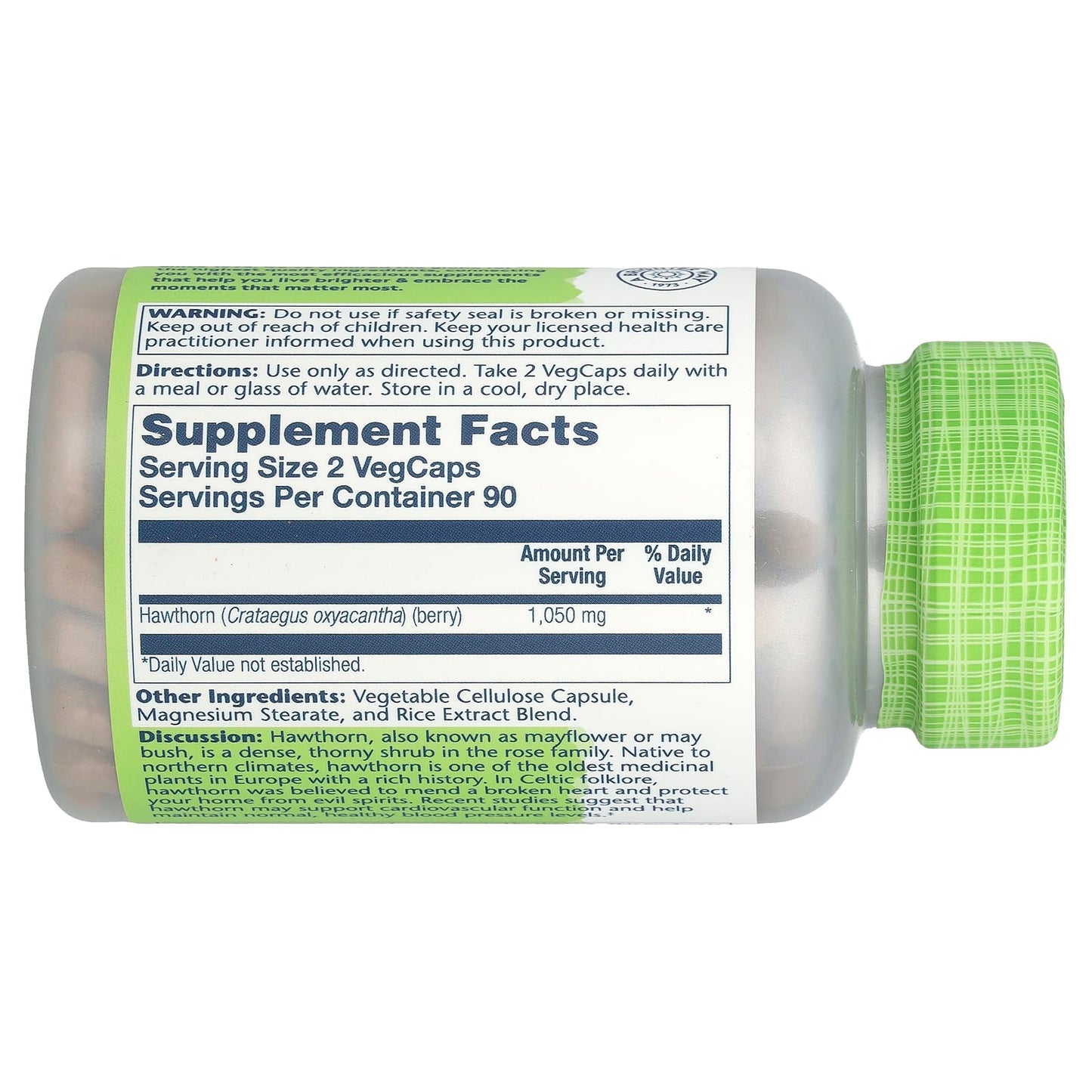 Solaray, True Herbs, Hawthorn, 180 VegCaps (525 mg per Capsule) - Image 2