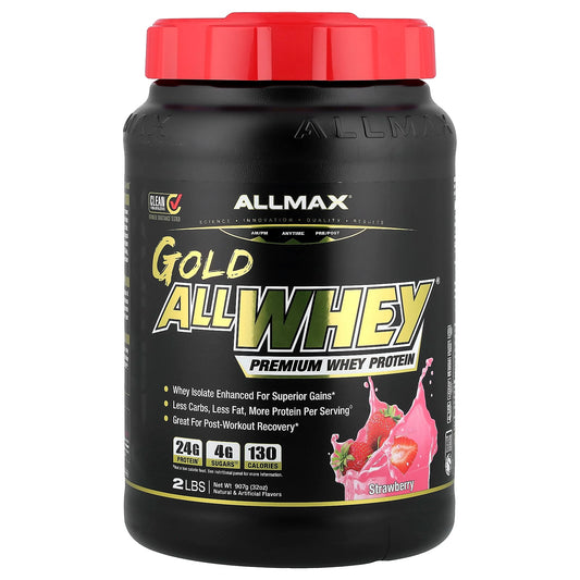 ALLMAX Gold AllWhey Premium Whey Protein Strawberry 2 lbs - Image 1
