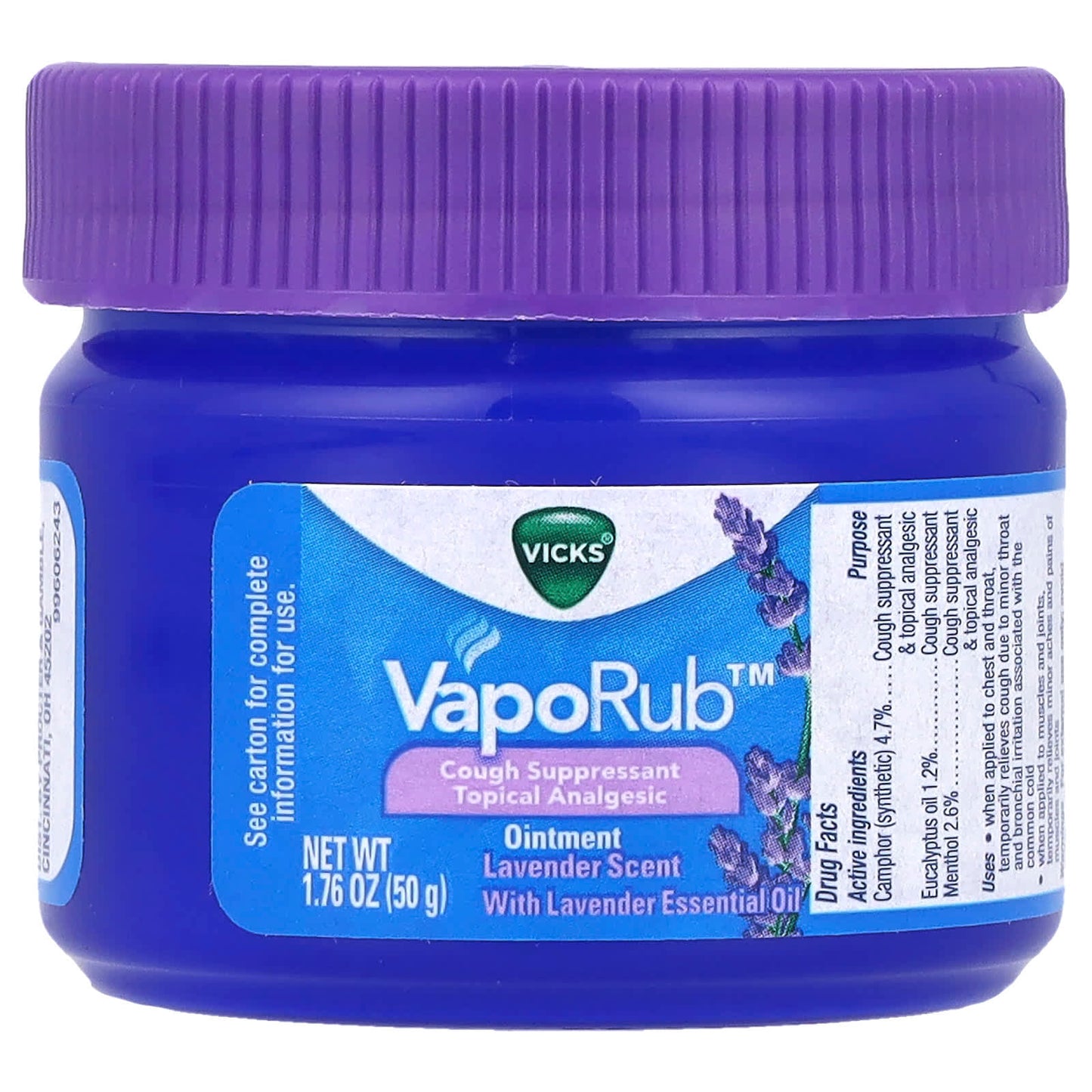 Vicks, VapoRub™, Ointment, Lavender, 1.76 oz (50 g) - Image 1