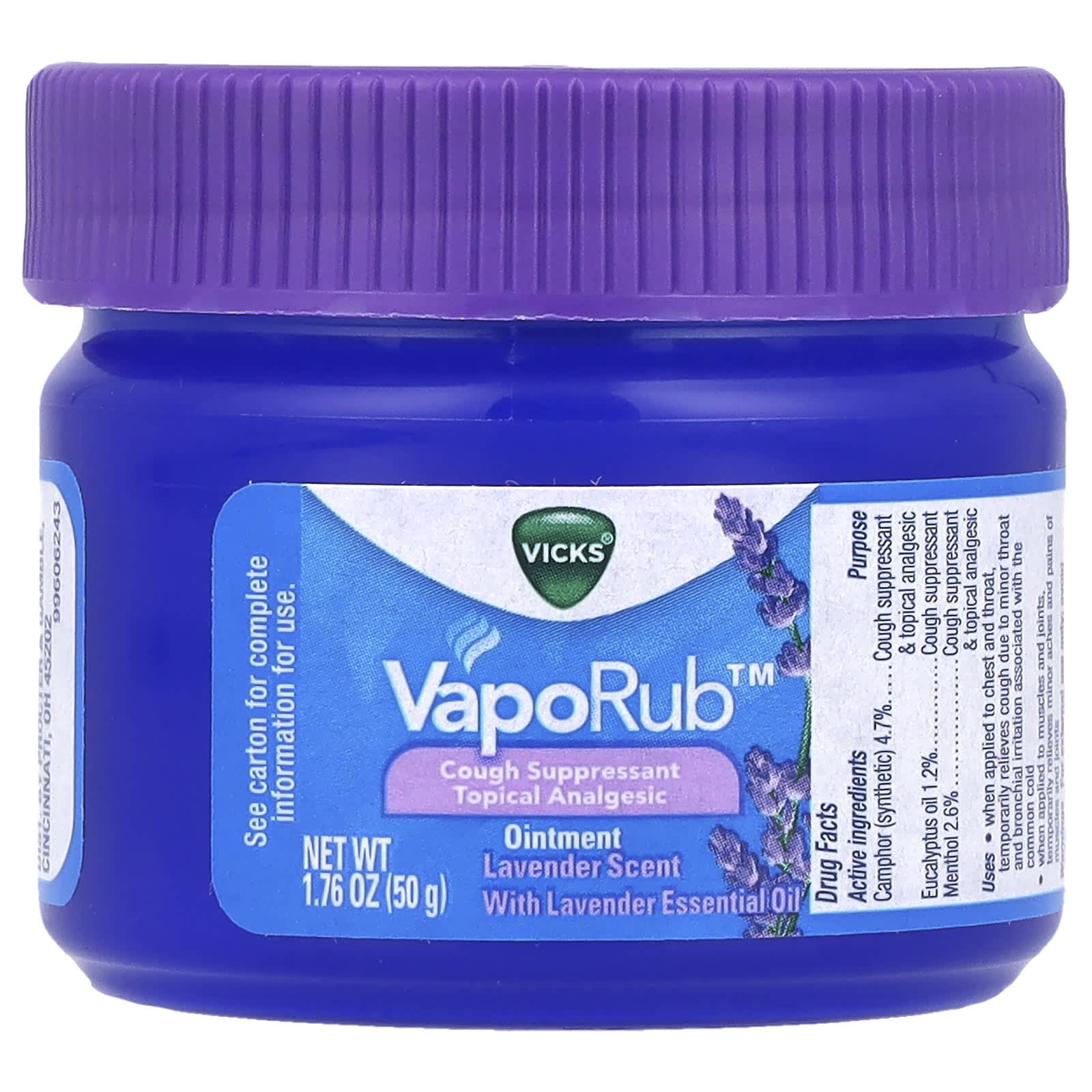 Vicks, VapoRub™, Ointment, Lavender, 1.76 oz (50 g) - Image 1