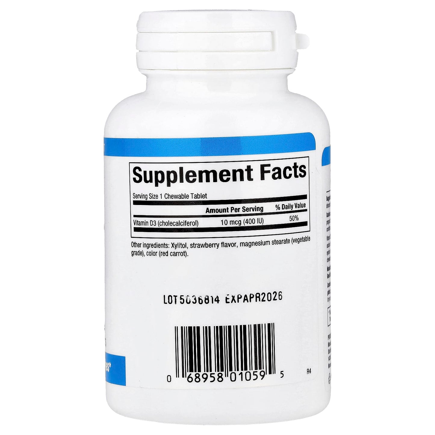 Natural Factors, Vitamin D3 for Kids, Strawberry, 10 mcg (400 IU), 100 Chewable Tablets - Image 2