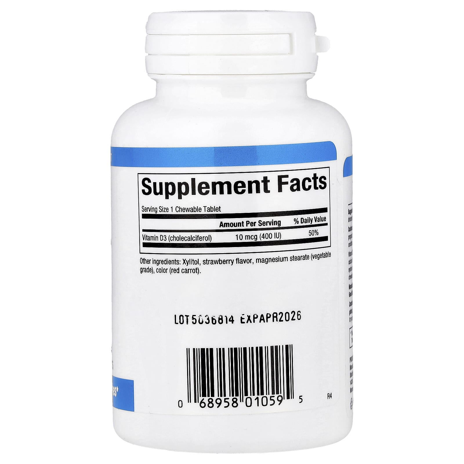 Natural Factors, Vitamin D3 for Kids, Strawberry, 10 mcg (400 IU), 100 Chewable Tablets - Image 2