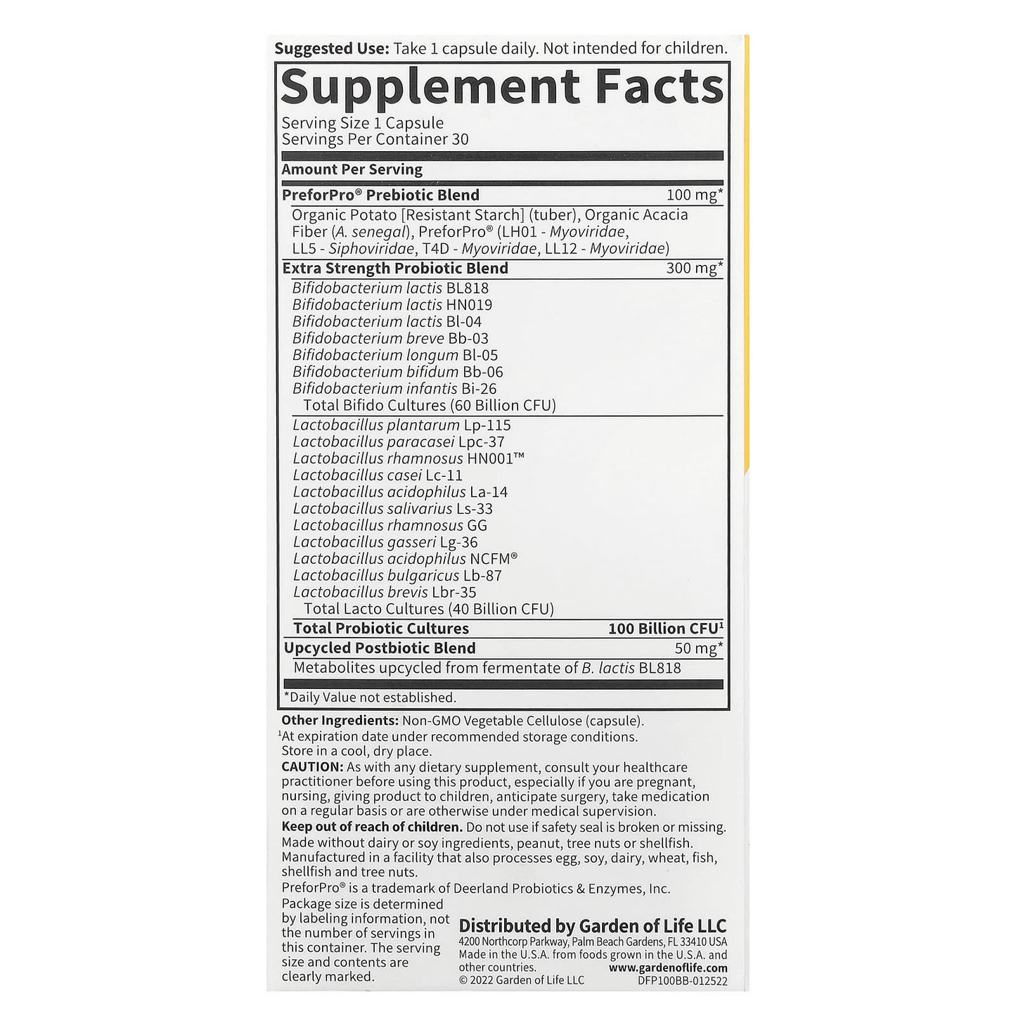 Extra Strength Garden of Life Probiotics, 30 Capsules, Vegetarian - Image 2