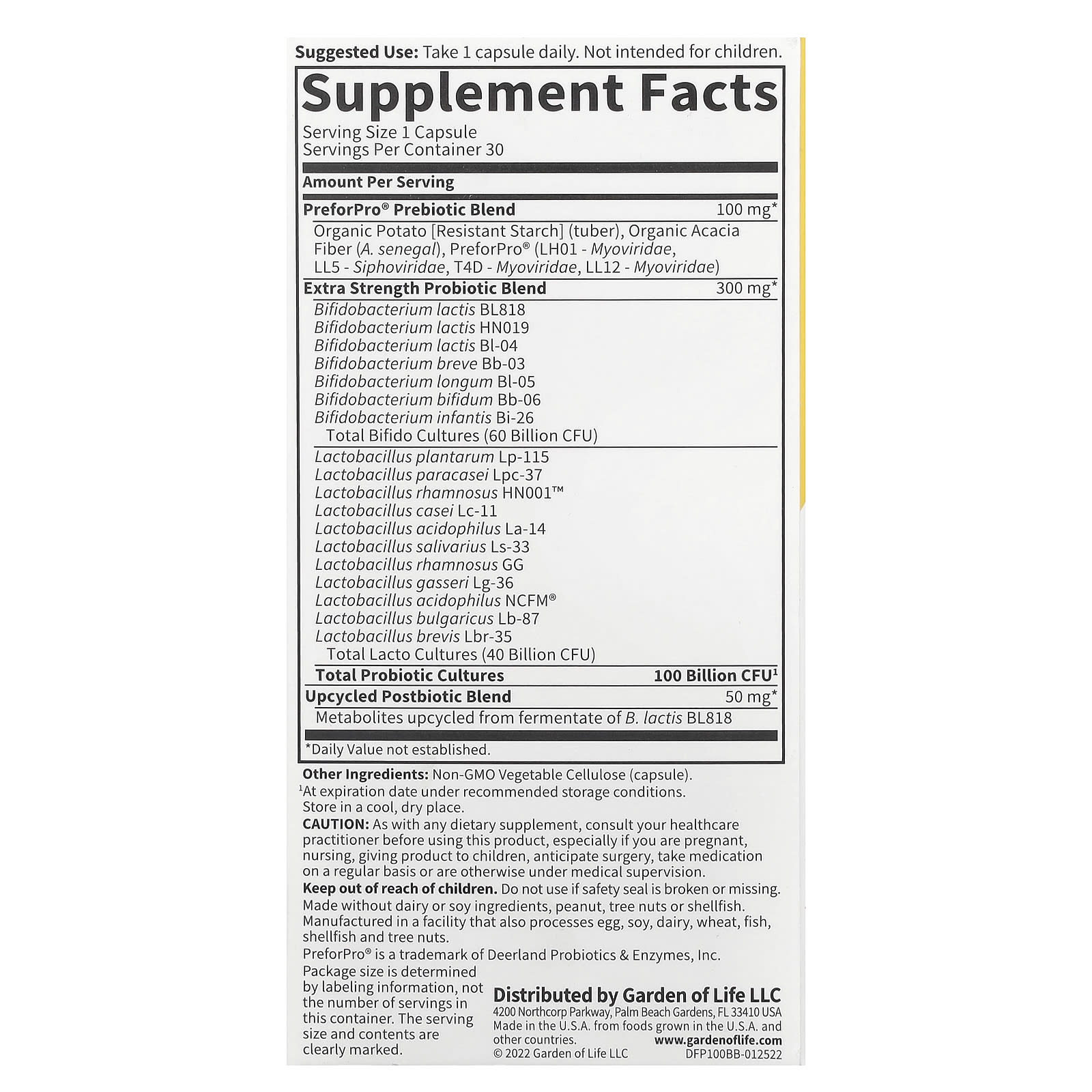 Extra Strength Garden of Life Probiotics, 30 Capsules, Vegetarian - Image 2
