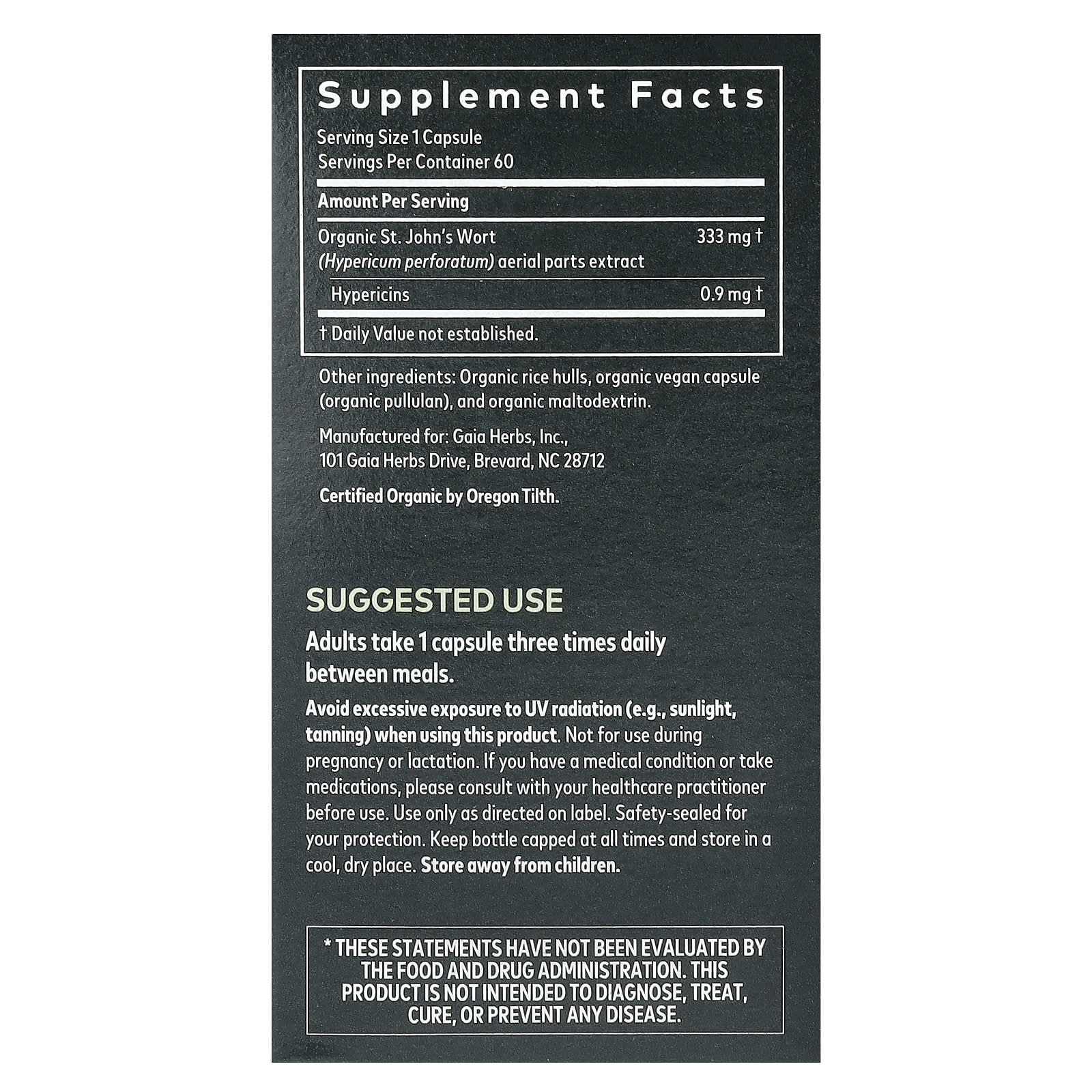 Stress Support with Gaia Herbs Organic St. John's Wort - 60 Vegan Capsules - Image 2