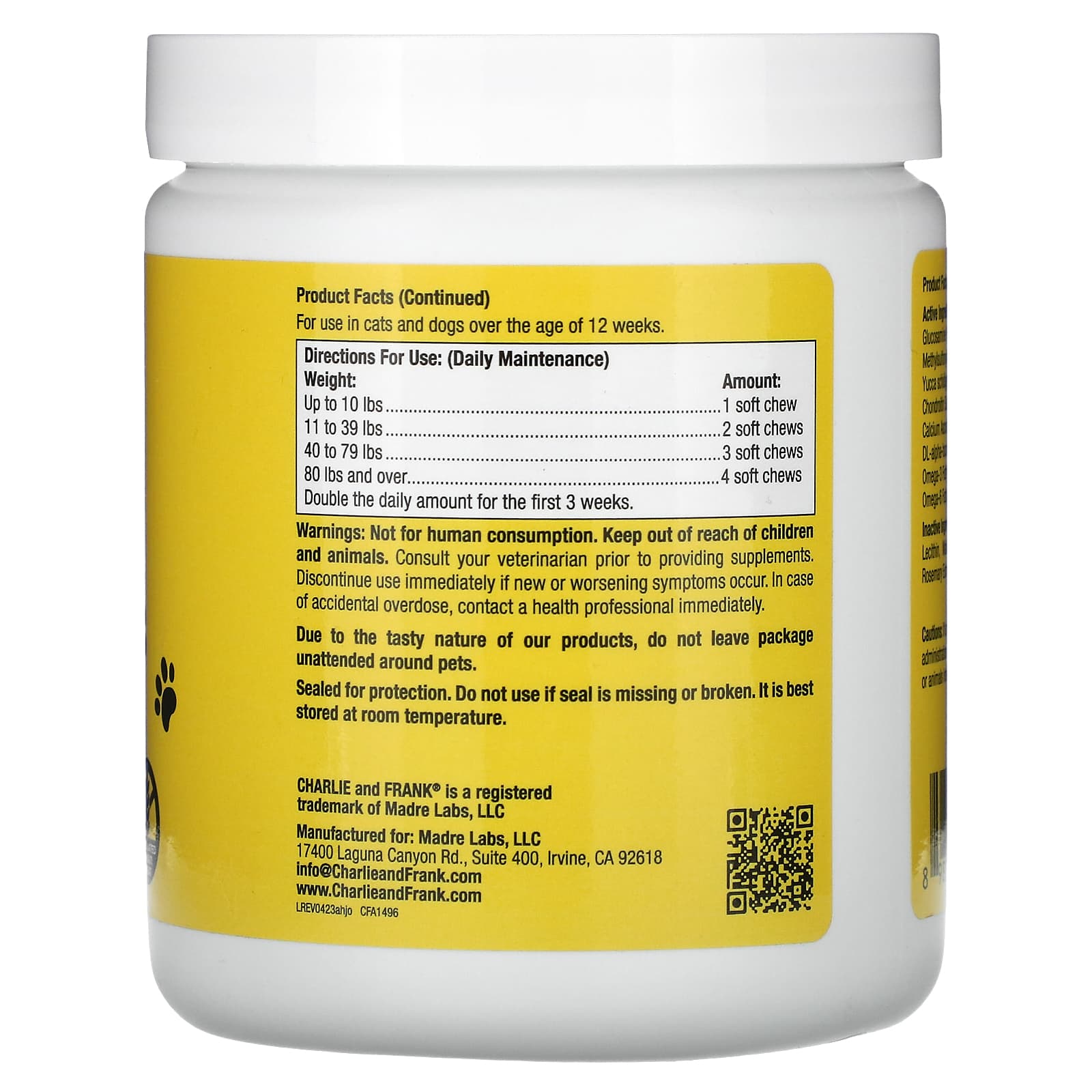 Charlie and Frank, Pet Advanced Hip & Joint Plus Omegas, For Cats & Dogs, 120 Soft Chews, 10.1 oz (288 g)