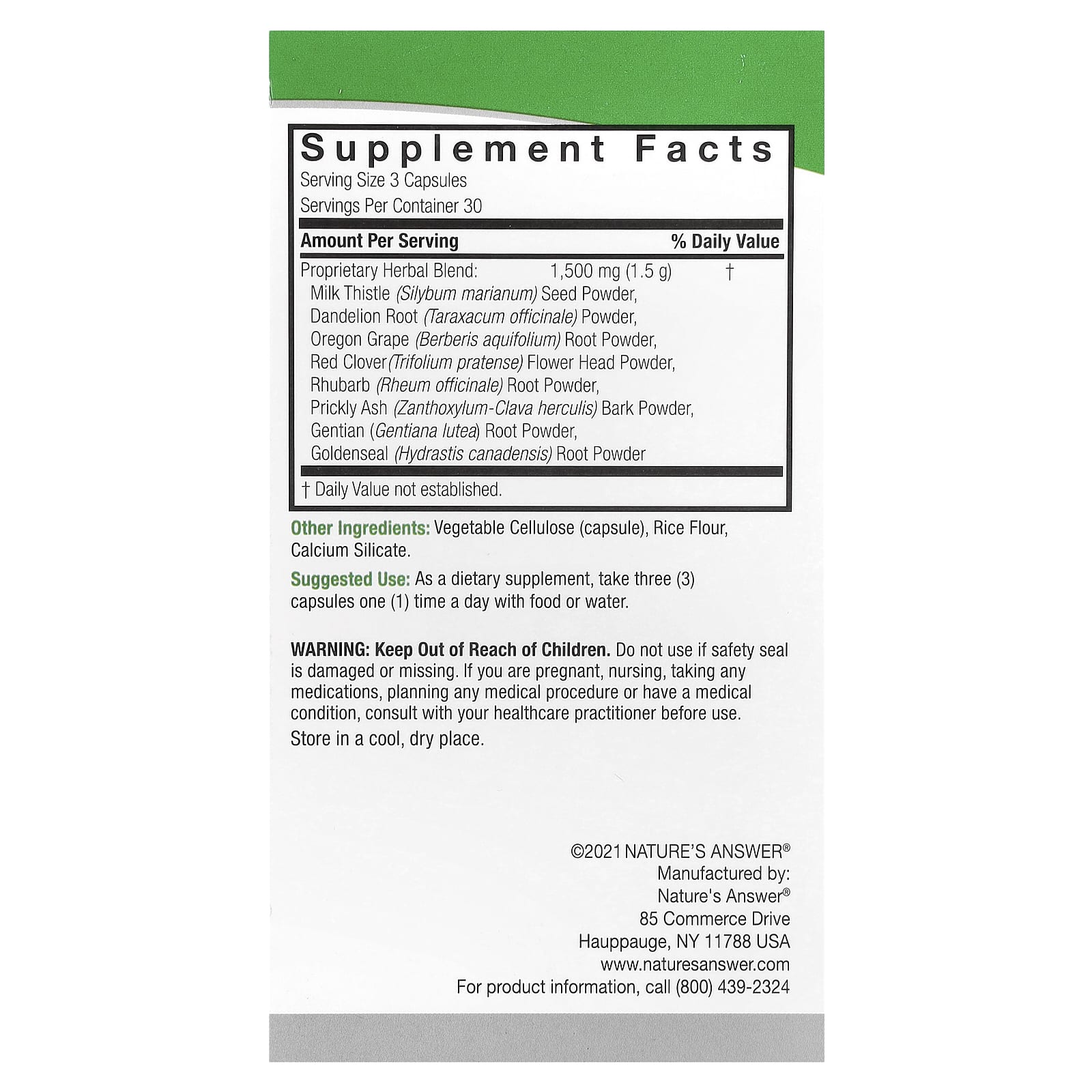 Nature's Answer, Liver Support, 90 Vegetarian Capsules