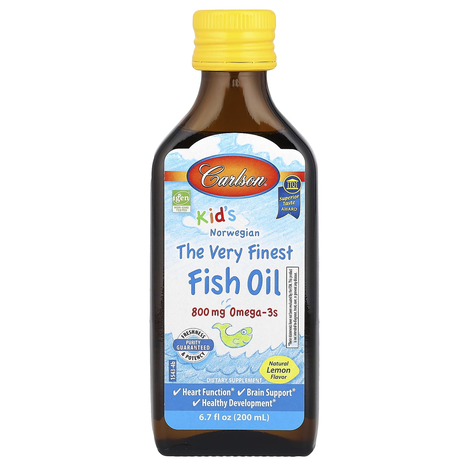 Carlson Norwegian Omega-3 Fish Oil for Kids - 800mg, 6.7 fl oz - Image 1