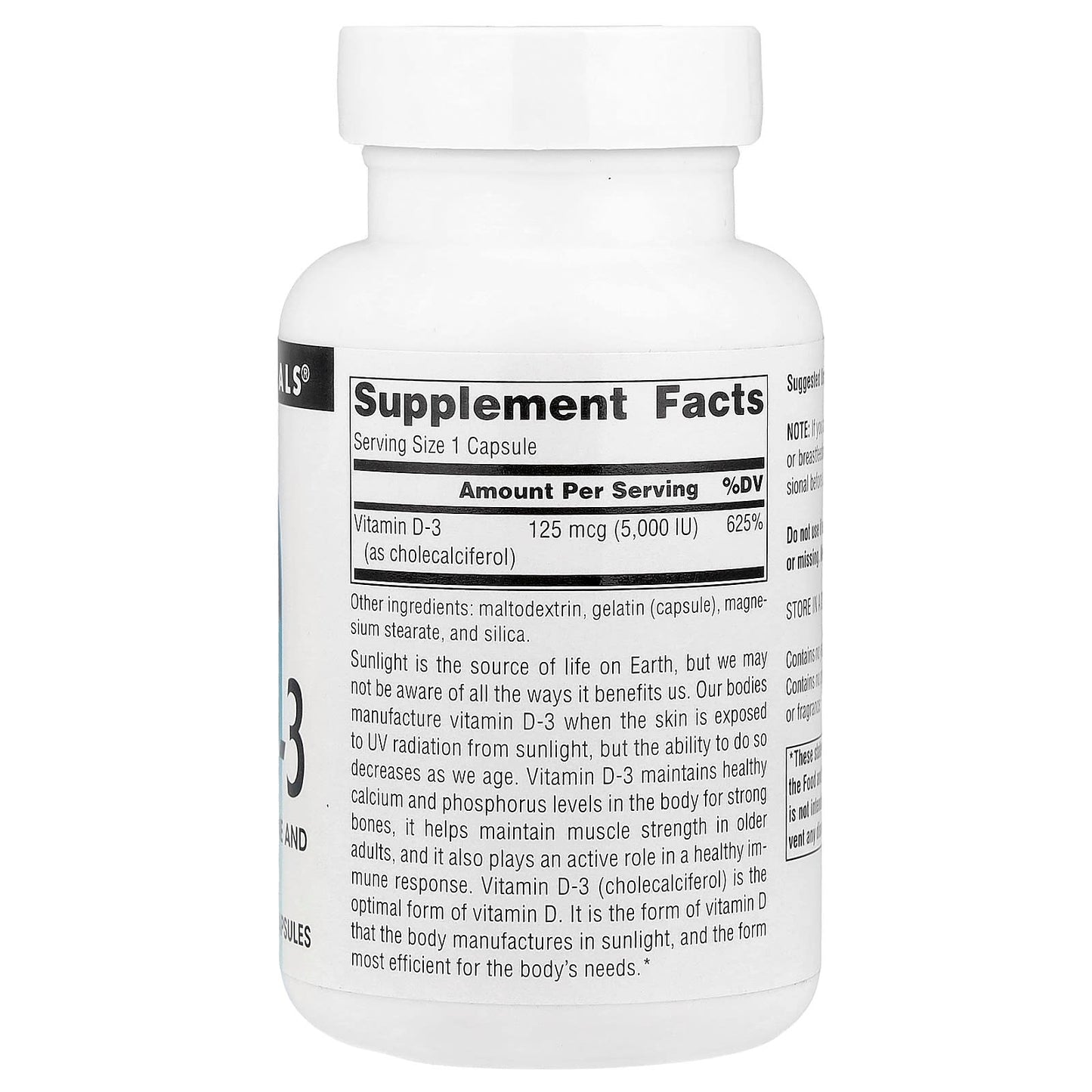 Source Naturals, Vitamin D-3, 125 mcg (5,000 IU), 120 Capsules - Image 2