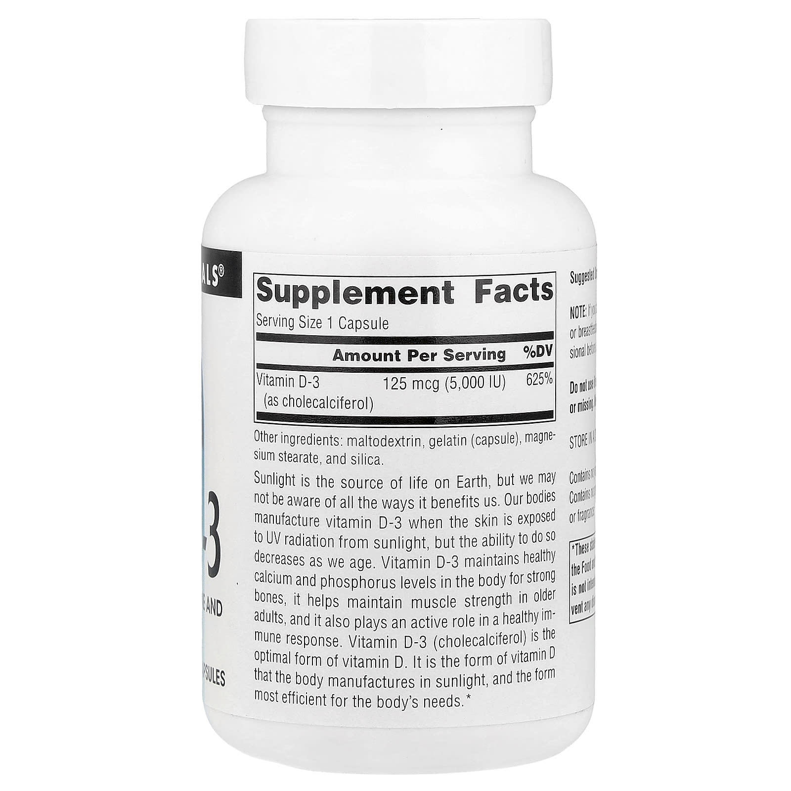 Source Naturals, Vitamin D-3, 125 mcg (5,000 IU), 120 Capsules - Image 2