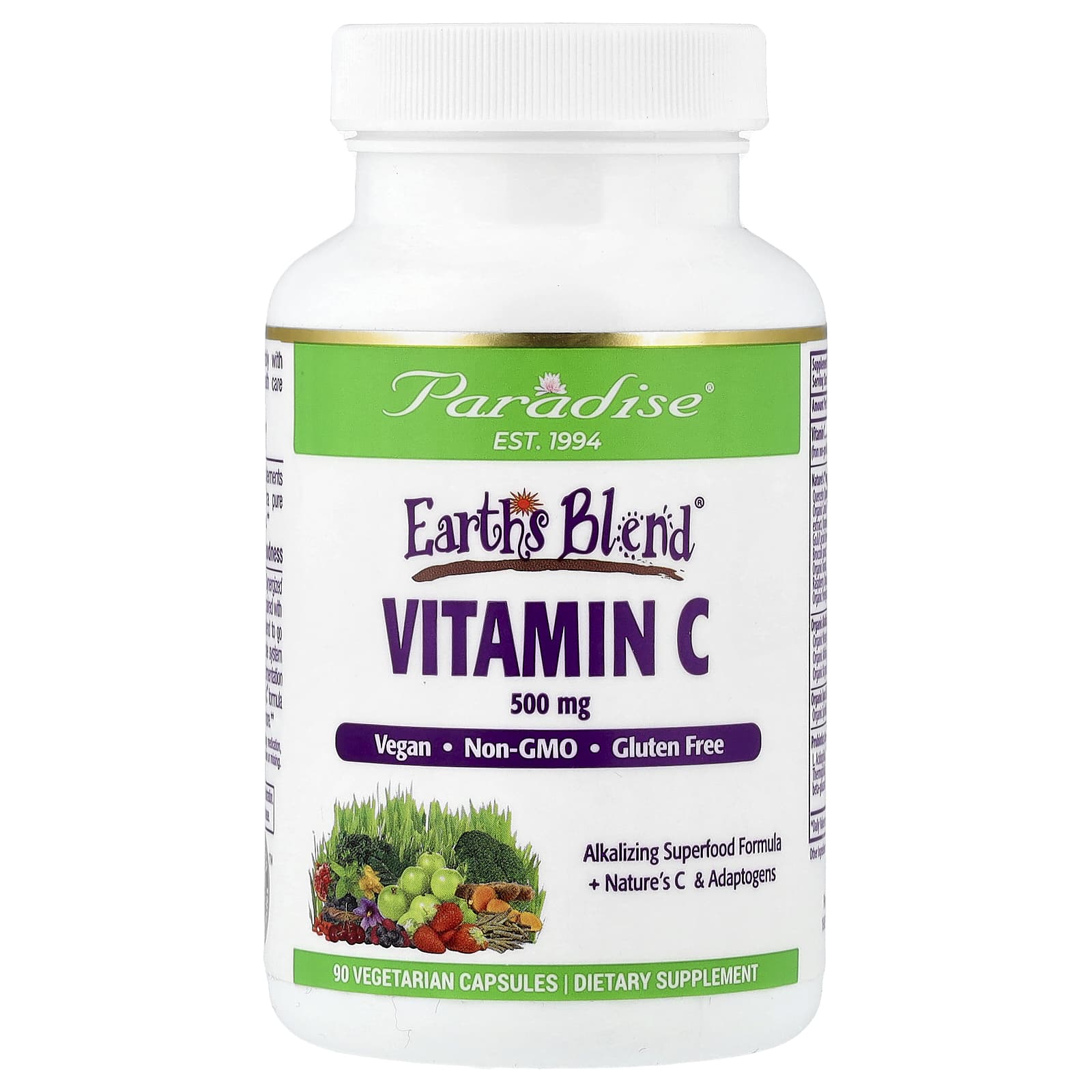 Paradise Herbs, Earth's Blend®, Vitamin C, 90 Vegetarian Capsules - Image 1