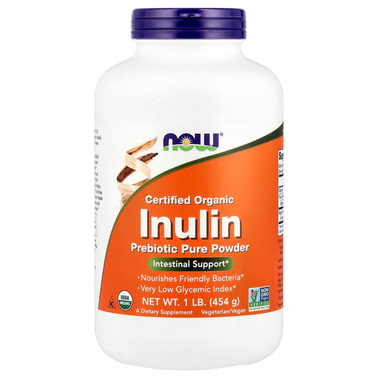 NOW Foods, Certified Organic Inulin, Prebiotic Pure Powder, 1 lb (454 g) - Image 1