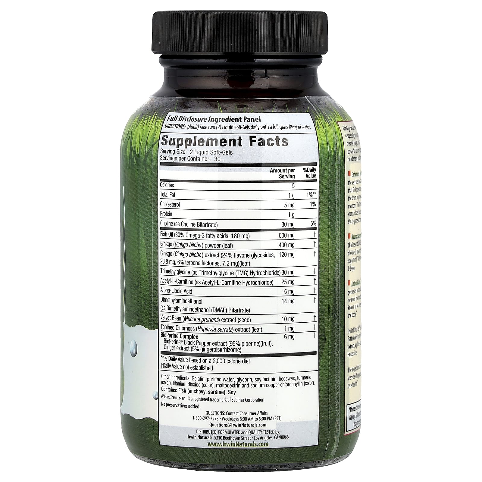 Ginkgo Smart Maximum Focus & Memory Liquid Soft-Gels by Irwin Naturals - Image 2