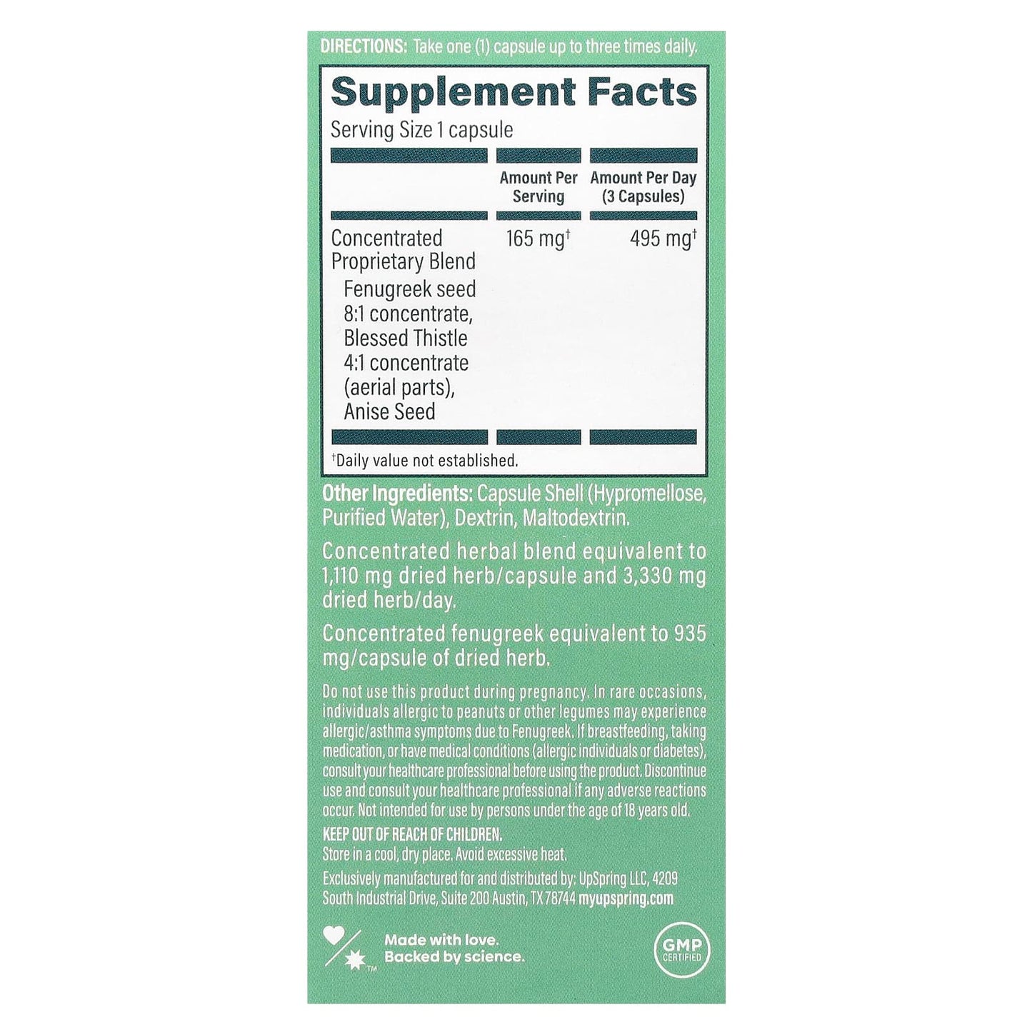 UpSpring, Milkflow, Fenugreek & Blessed Thistle, 100 Vegetarian Capsules - Image 2
