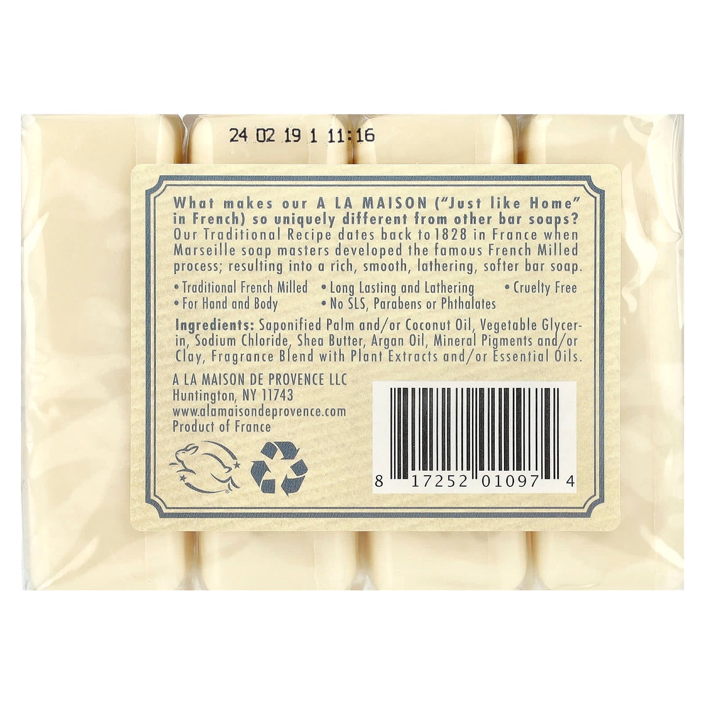 A La Maison de Provence Hand Soap, Fresh Sea Salt, 4 Bars, Cruelty-Free - Image 2