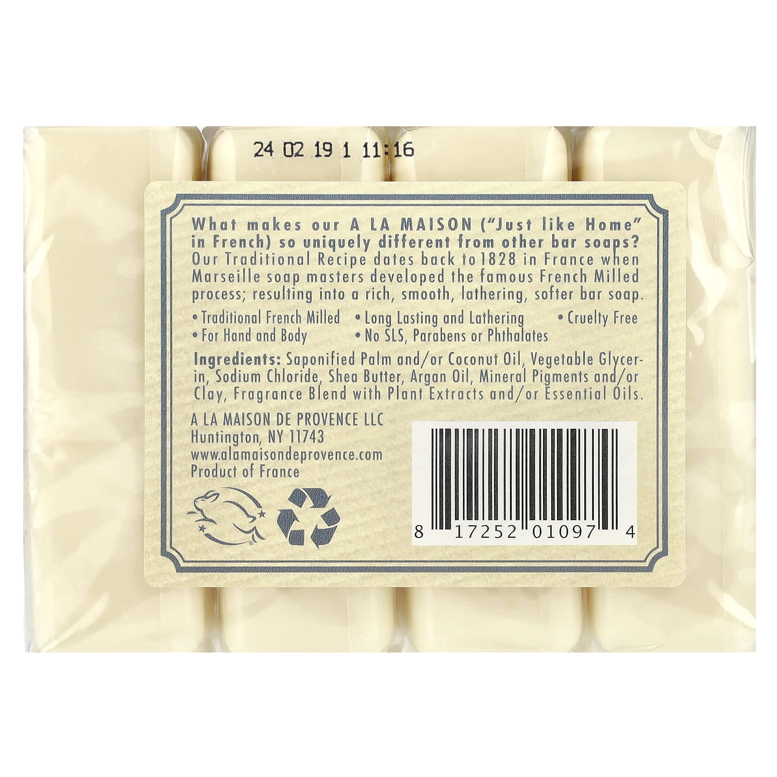 A La Maison de Provence Hand Soap, Fresh Sea Salt, 4 Bars, Cruelty-Free - Image 2