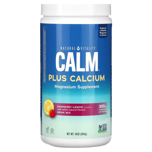 Natural Vitality, CALM Plus Calcium, Drink Mix, Raspberry-Lemon, 16 oz (454 g) - Image 1