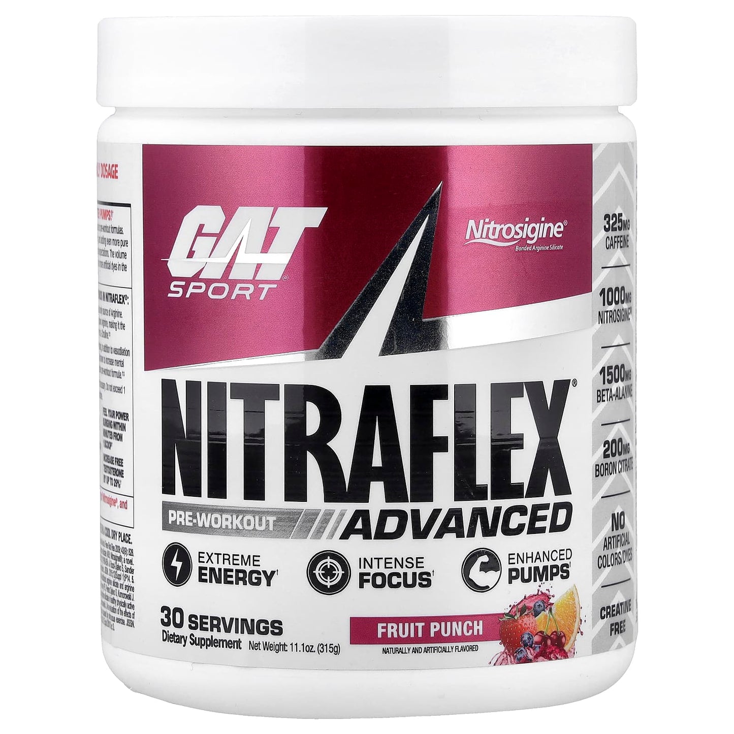 GAT NITRAFLEX Advanced Pre-Workout Energy & Focus Formula 11.1 oz - Image 1
