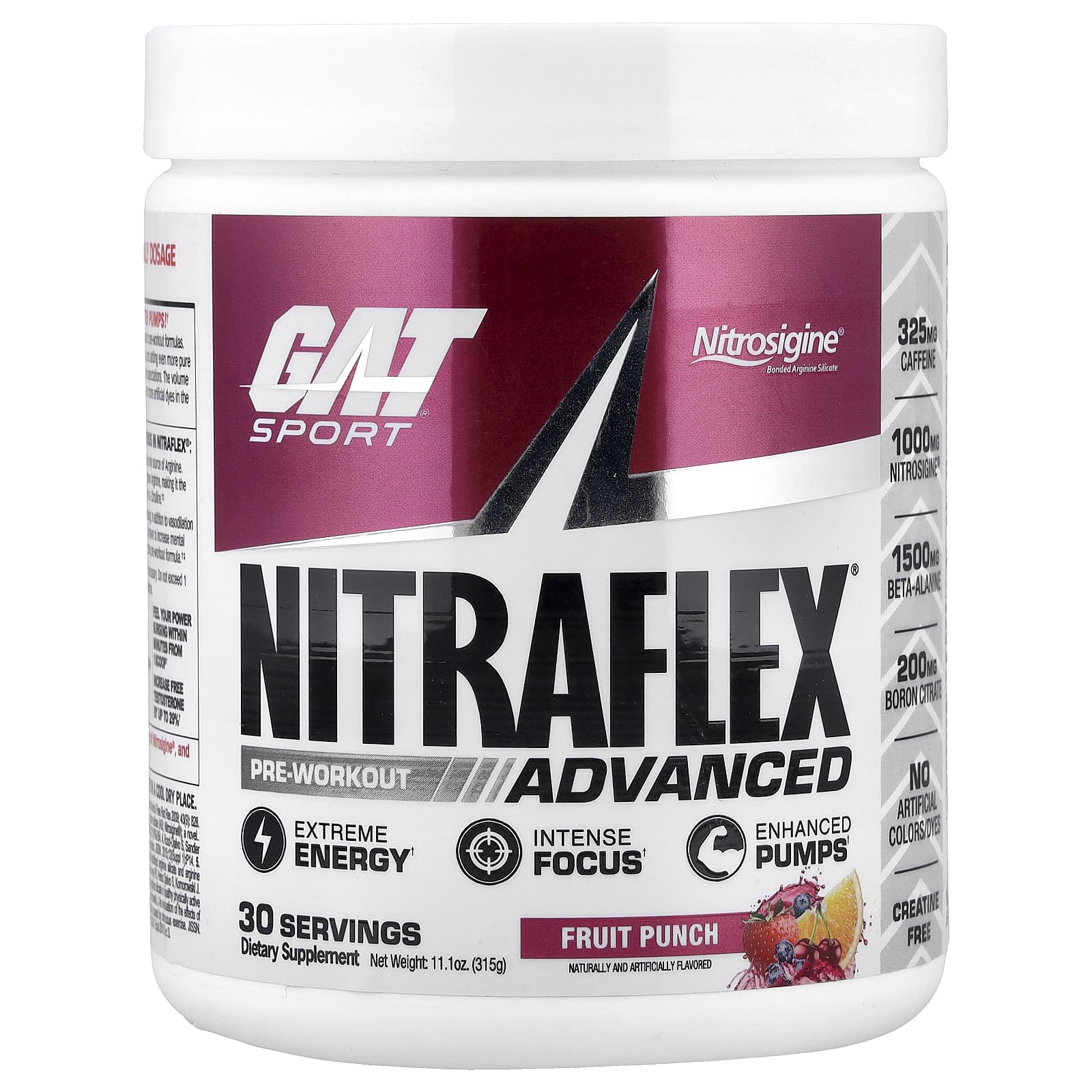 GAT NITRAFLEX Advanced Pre-Workout Energy & Focus Formula 11.1 oz - Image 1