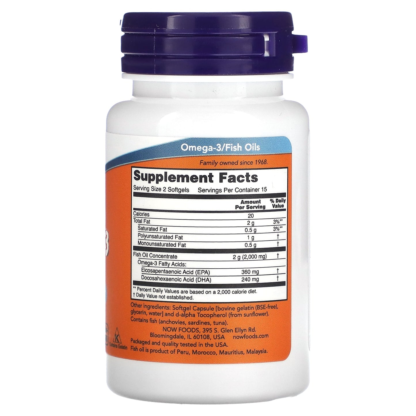 NOW Foods, Omega-3 Fish Oil, 1000 mg, 30 Softgels - Image 2