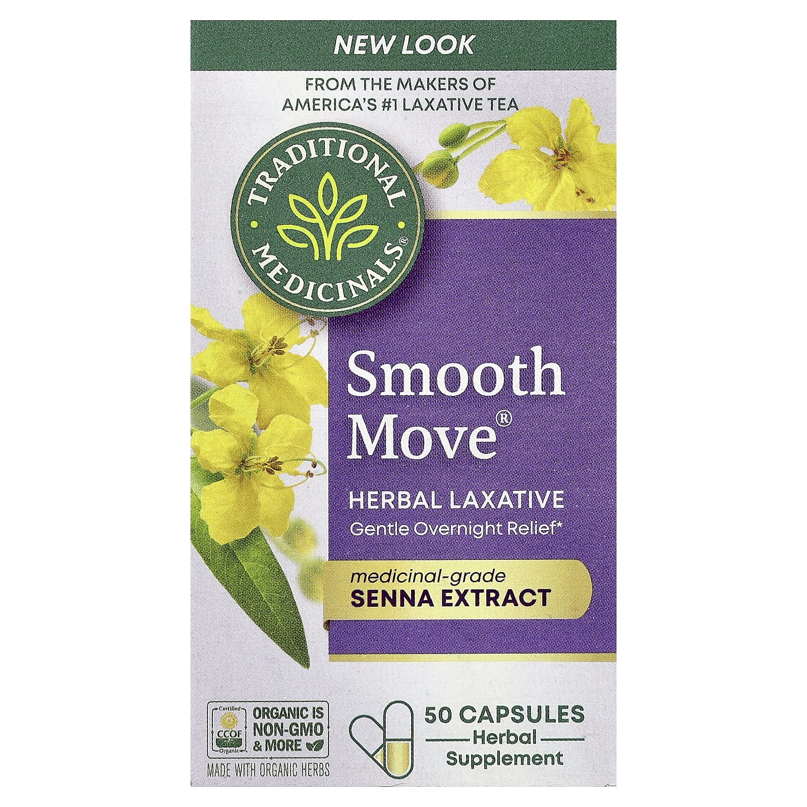 Traditional Medicinals, Smooth Move® Capsules, Senna, 50 Capsules - Image 1