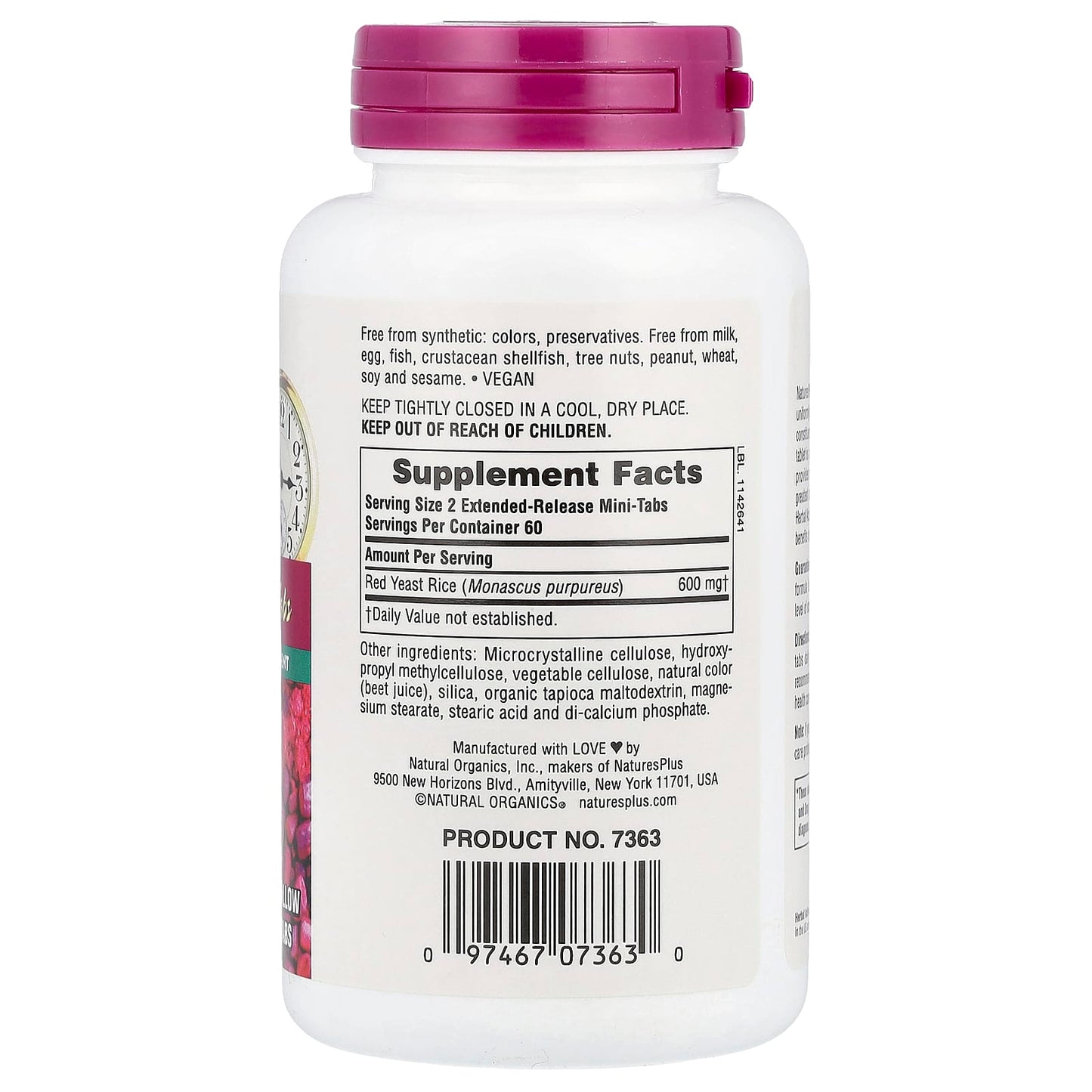 NaturesPlus, Herbal Actives, Red Yeast Rice, 120 Mini-Tabs (300 mg per Tablet)