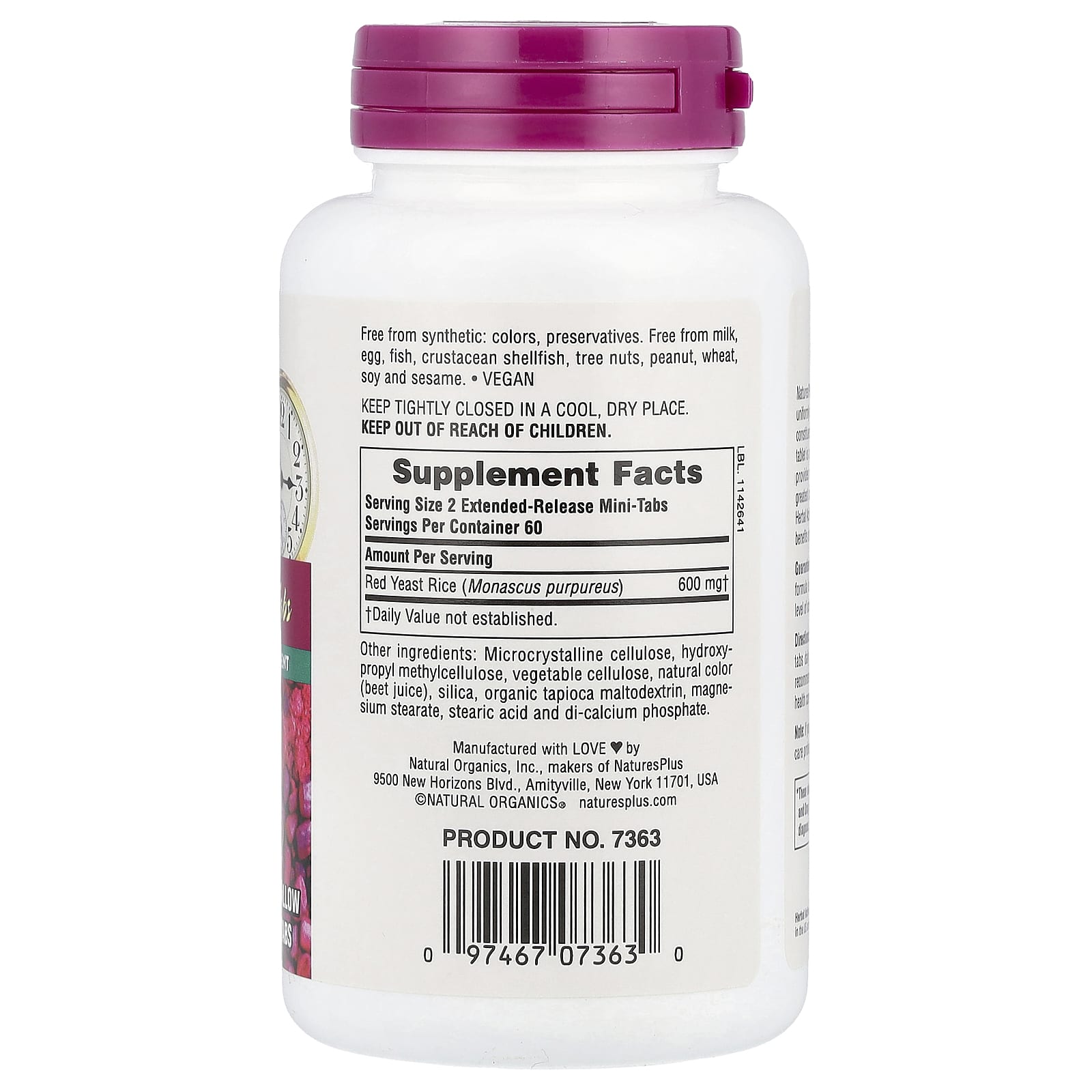 NaturesPlus, Herbal Actives, Red Yeast Rice, 120 Mini-Tabs (300 mg per Tablet)