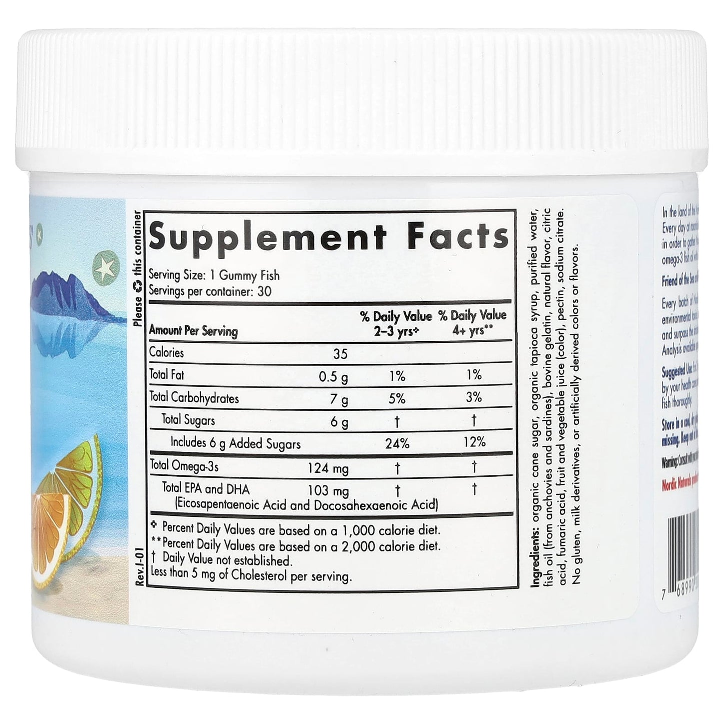 Nordic Naturals, Nordic Omega-3 Gummy Fish, Tangerine Treats, 124 mg, 30 Gummy Fish - Image 2