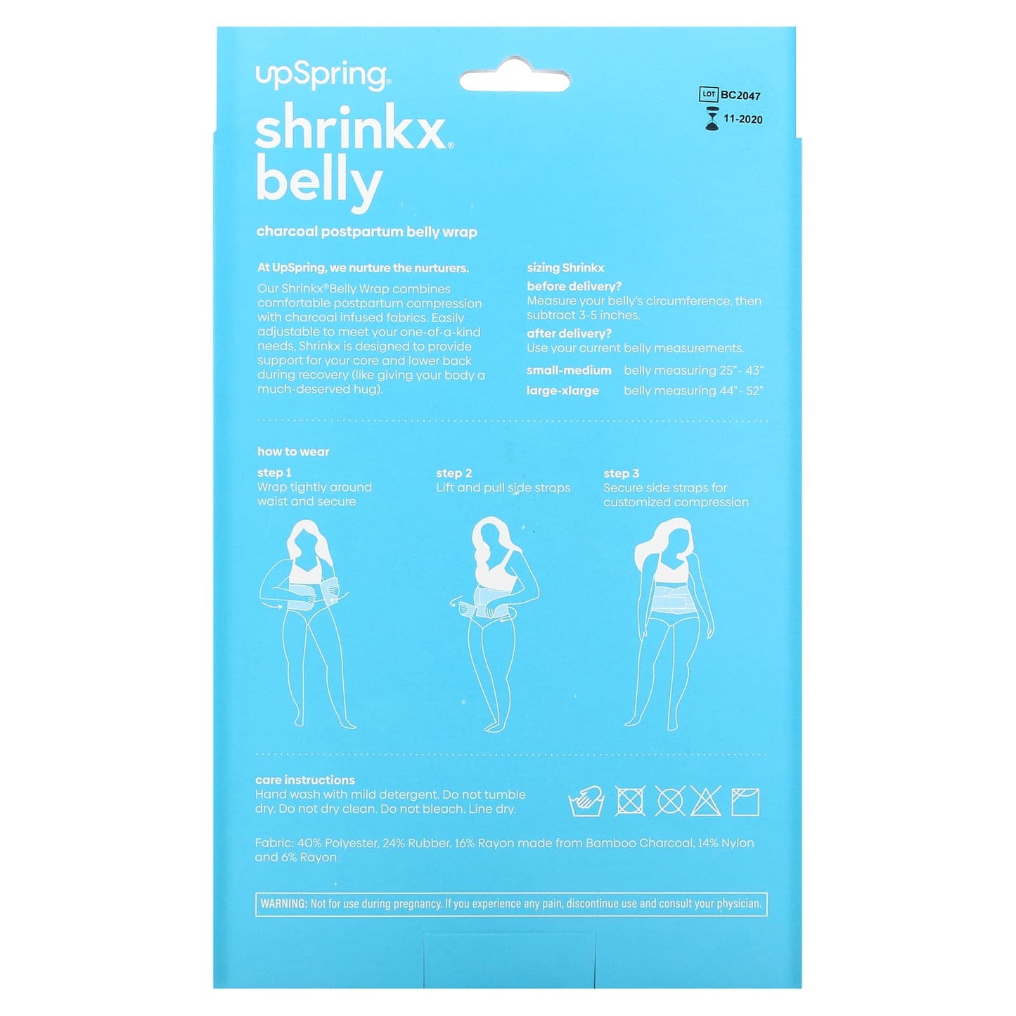 UpSpring, Shrinkx Belly, Charcoal Postpartum Belly Wrap, Size L/XL, Black, 1 Count - Image 2