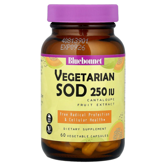 Bluebonnet Nutrition, Vegetarian SOD, Cantaloupe Fruit Extract, 250 IU, 60 Vegetable Capsules