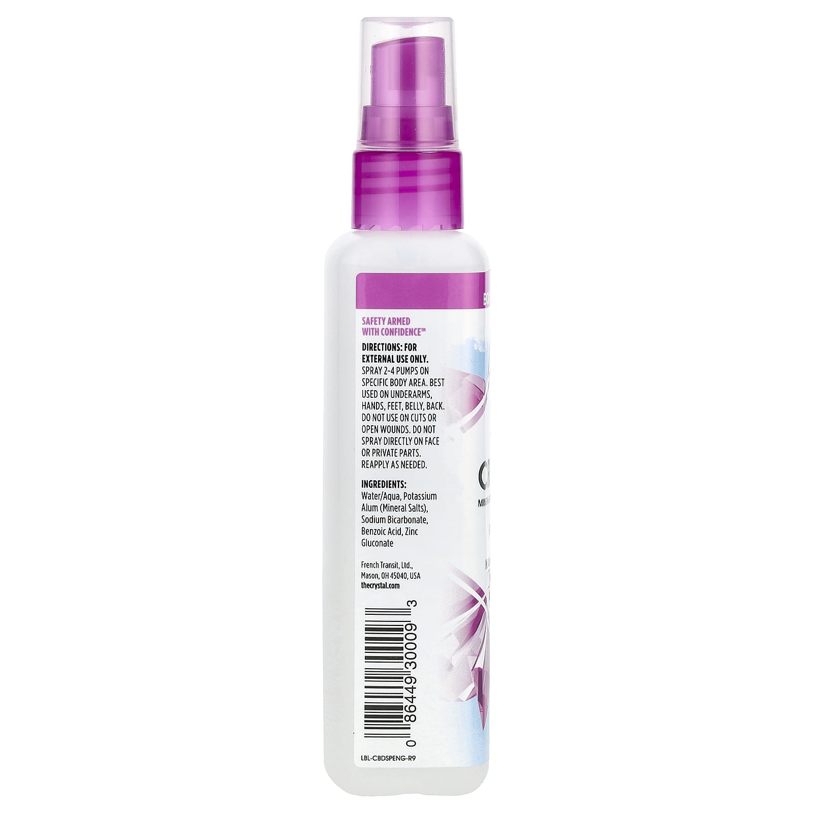 CRYSTAL, Mineral-Enriched Deodorant Spray, Unscented, 4 fl oz (118 ml)