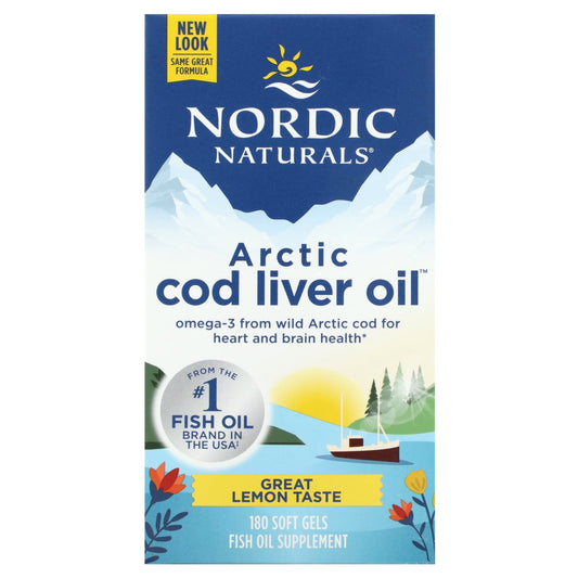 Nordic Naturals, Arctic Cod Liver Oil, Lemon, 180 Soft Gels - Image 1