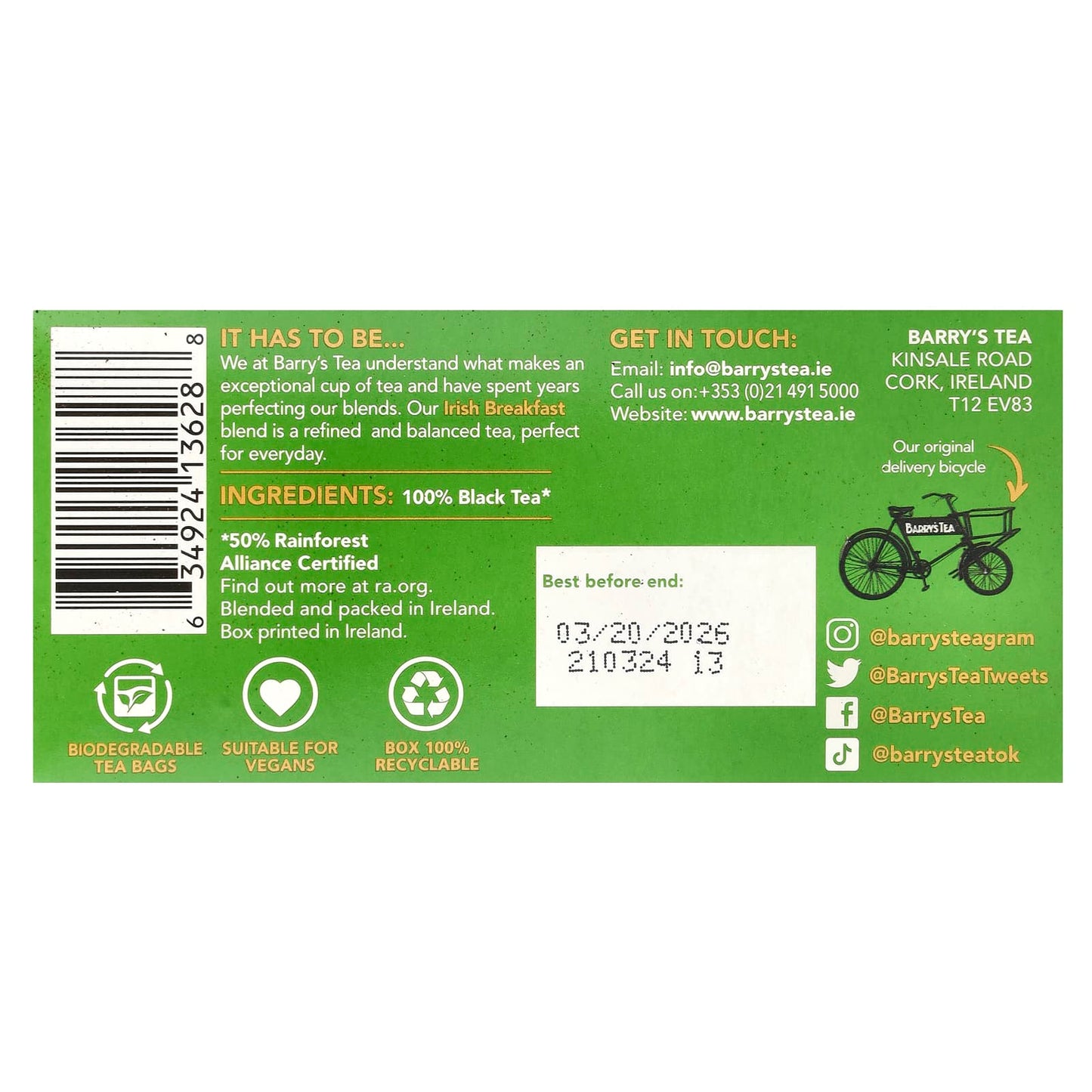 Irish Breakfast Tea, 40 Tea Bags, 100% Rainforest Alliance Certified - Image 2